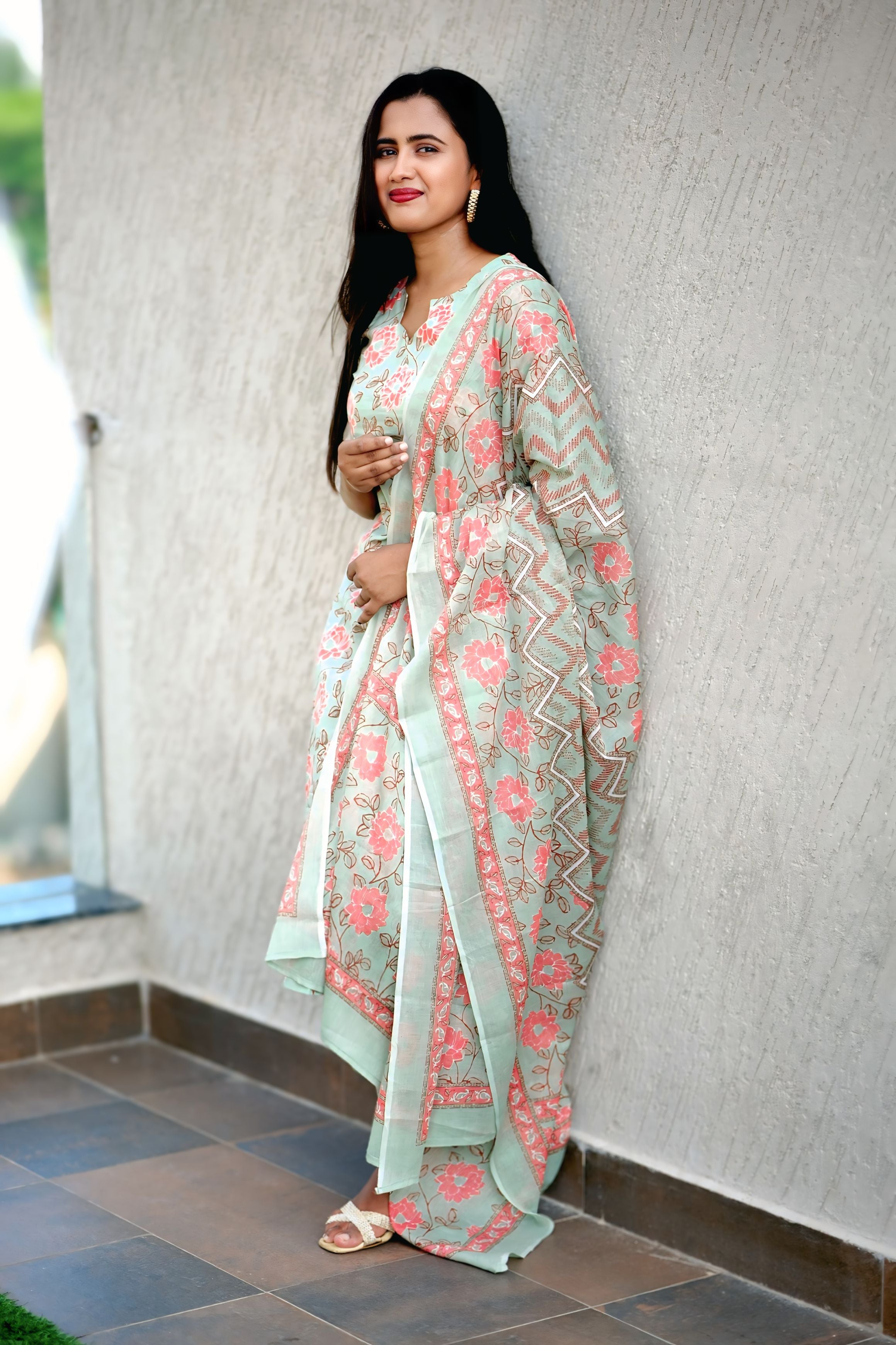 Mint Rose Elegance Kurti Set 1841