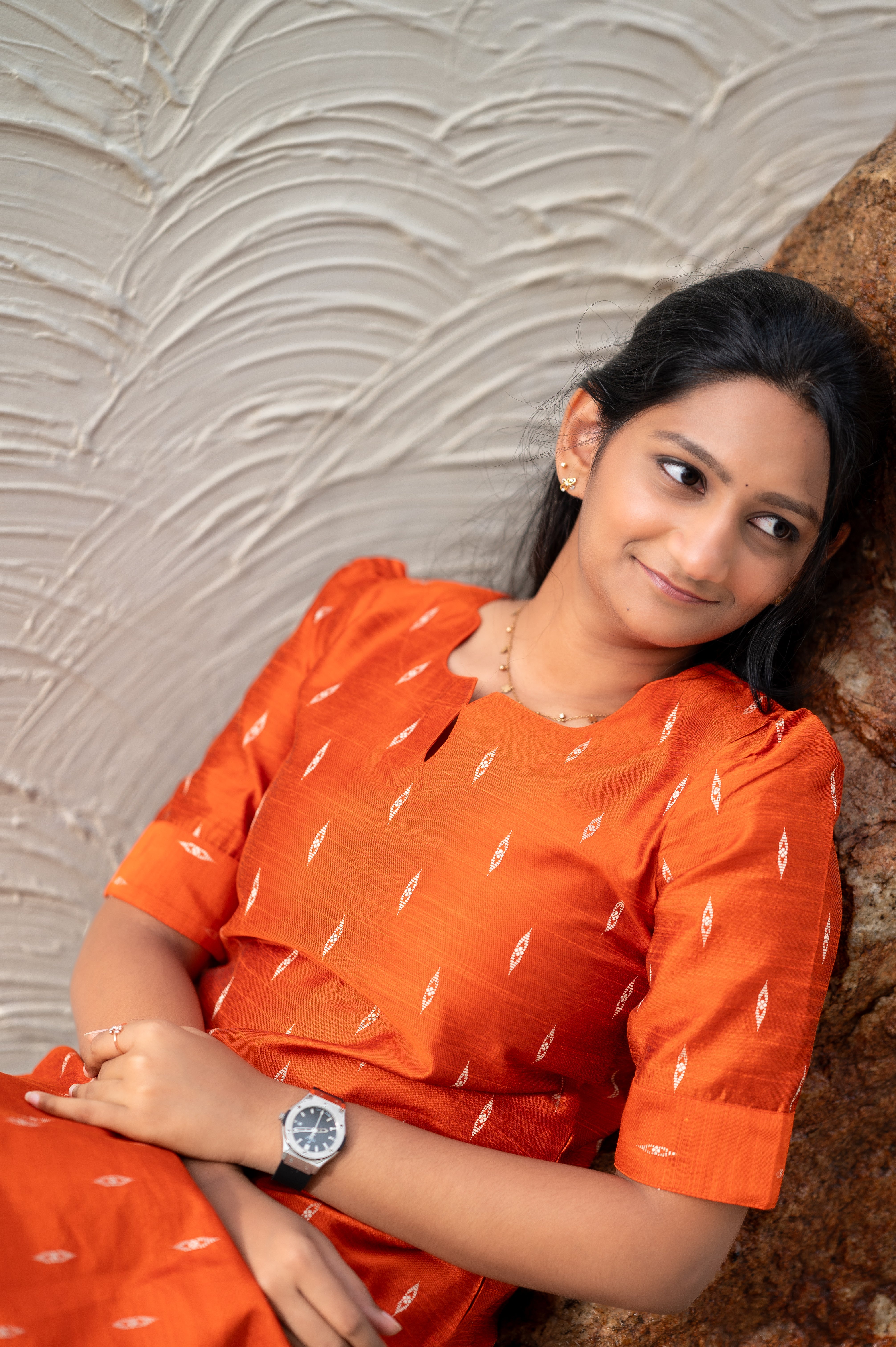 🍊Miranda Orange Charm Ikat Kurti