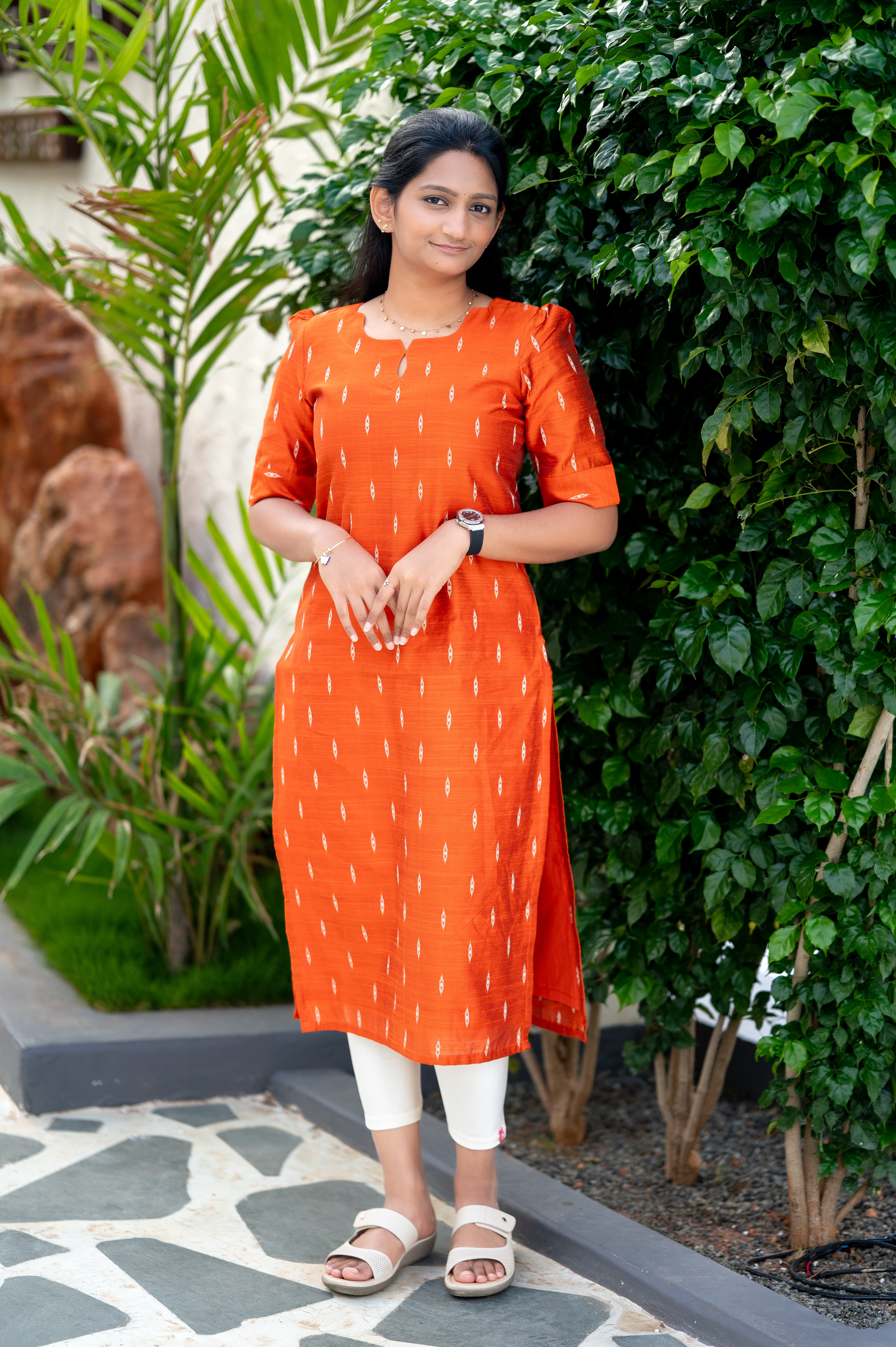 🍊Miranda Orange Charm Ikat Kurti