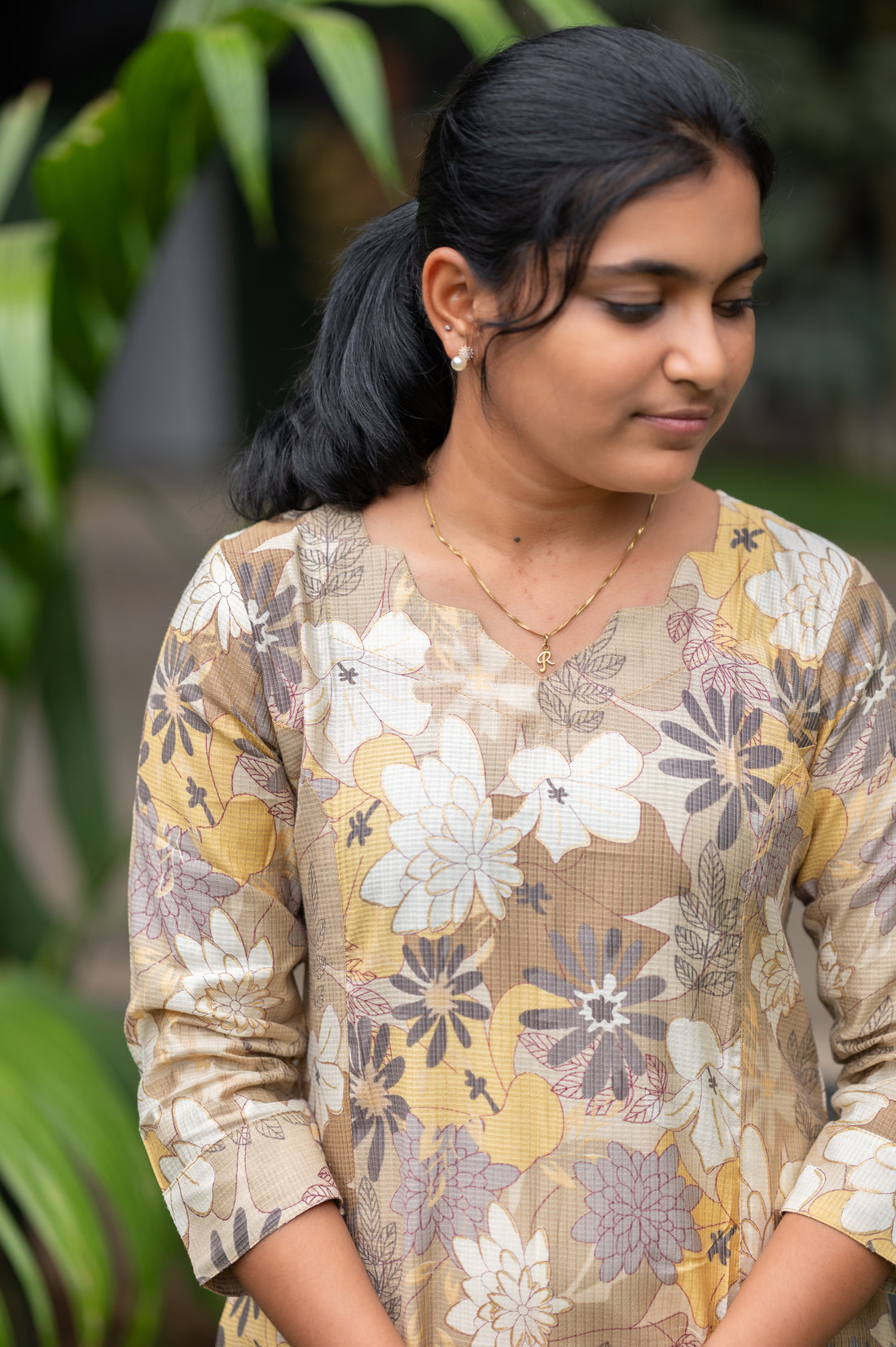 🪙Copper Golden Blossom Kurti