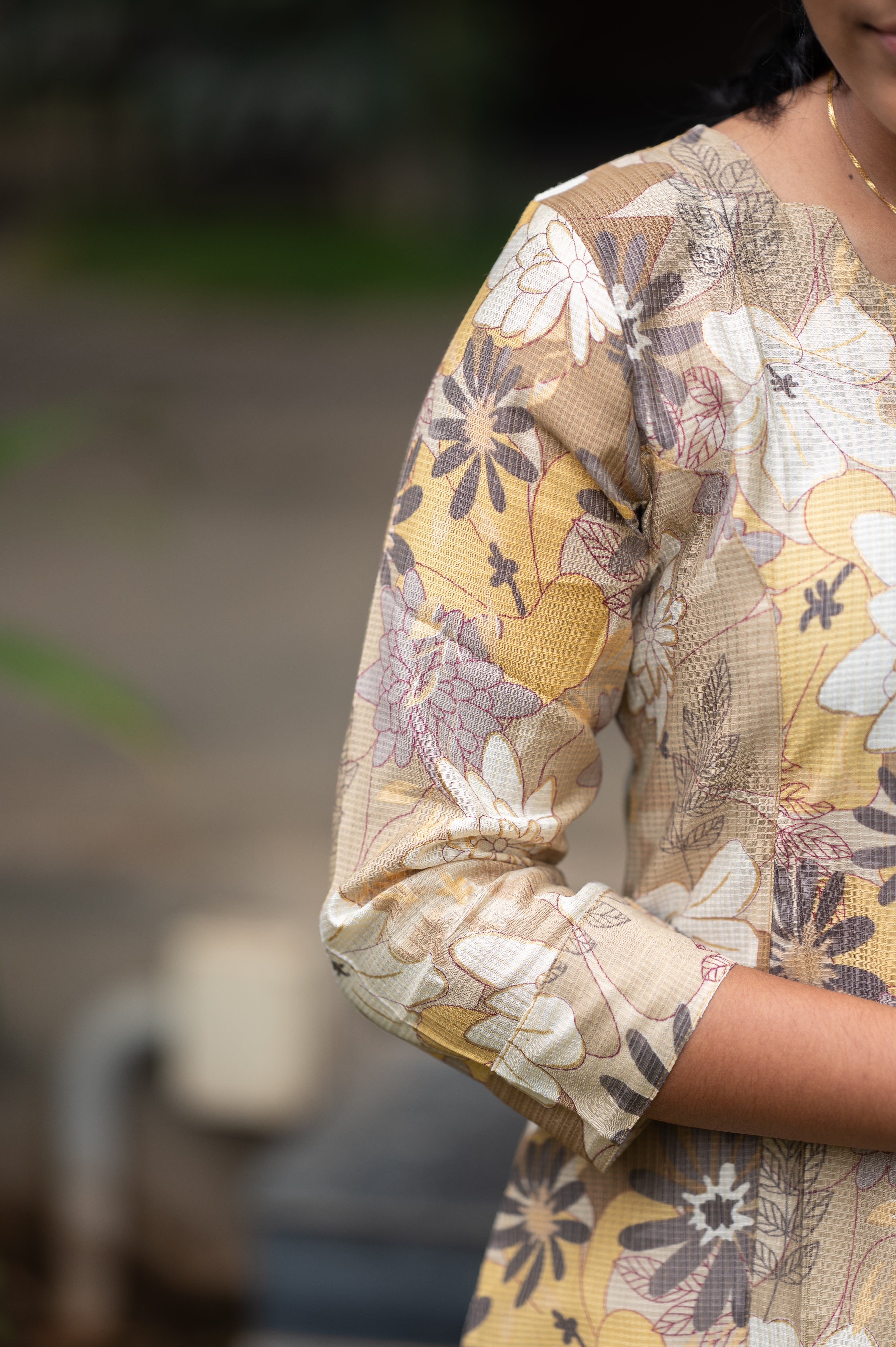 🪙Copper Golden Blossom Kurti