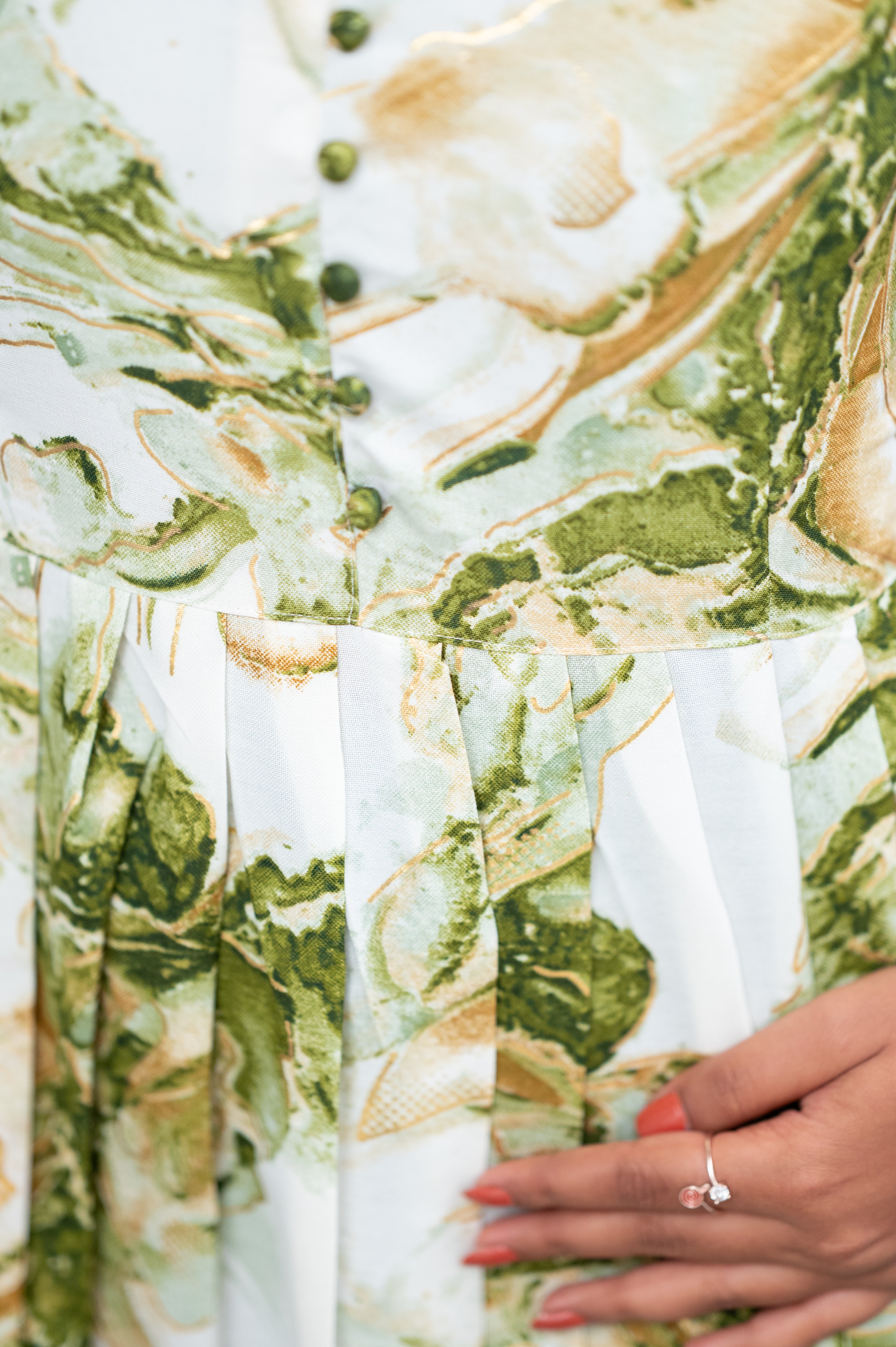 🟢  Olive Whisper Flared Dress