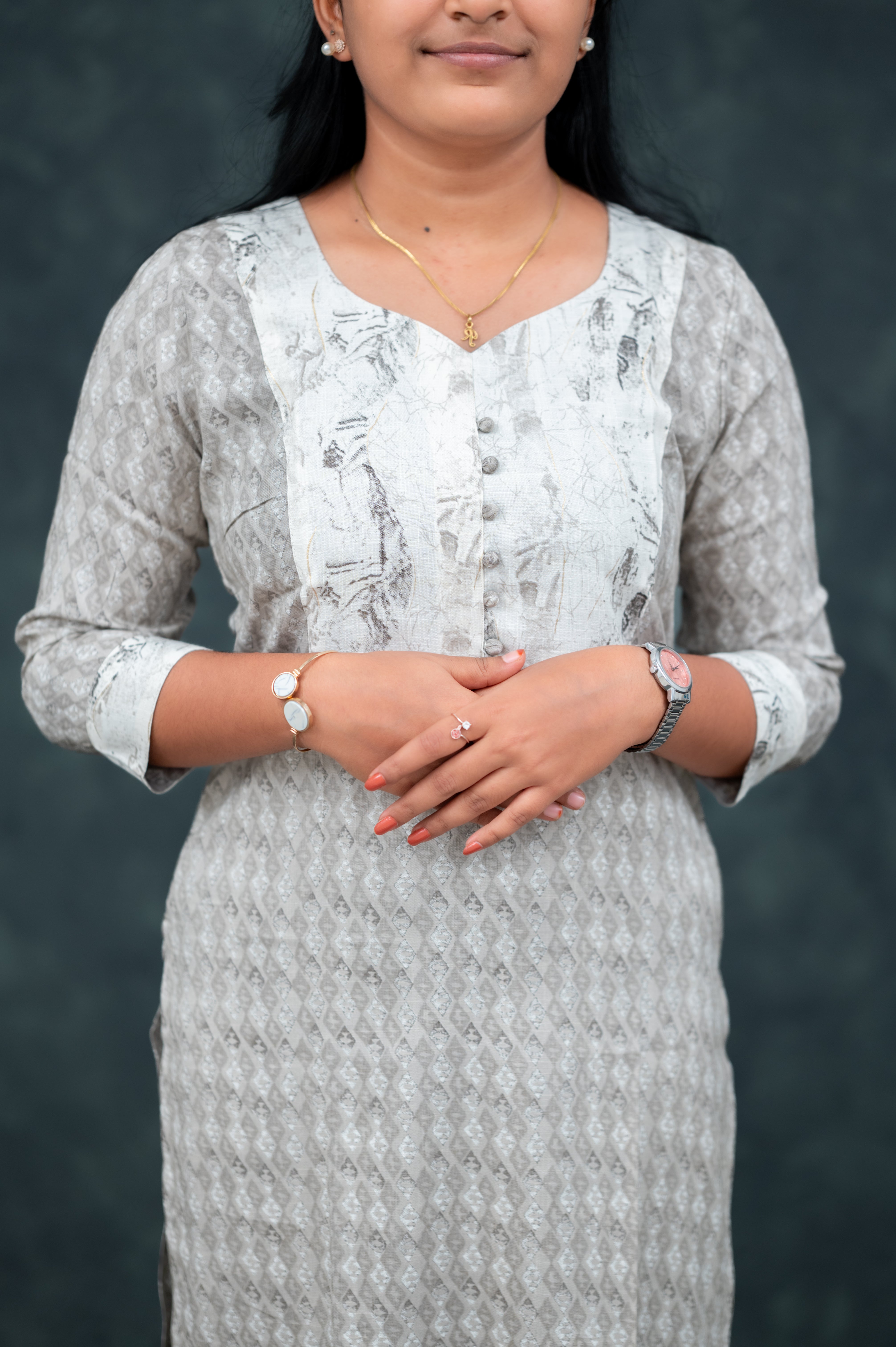 Elegant Grey Printed Kurti