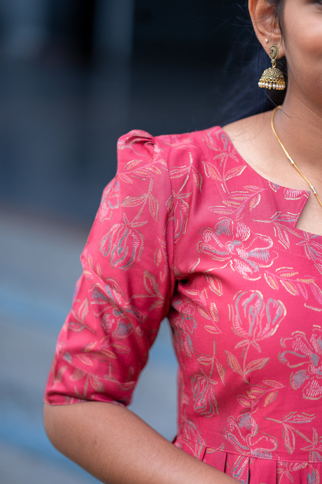 "🏵️Elegant Coral Floral Pleated Maxi"