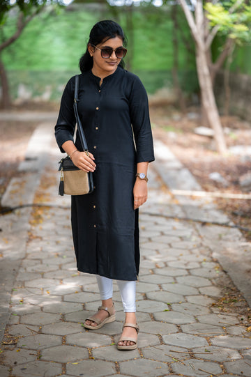 "🖤Classic Black Straight Kurti "
