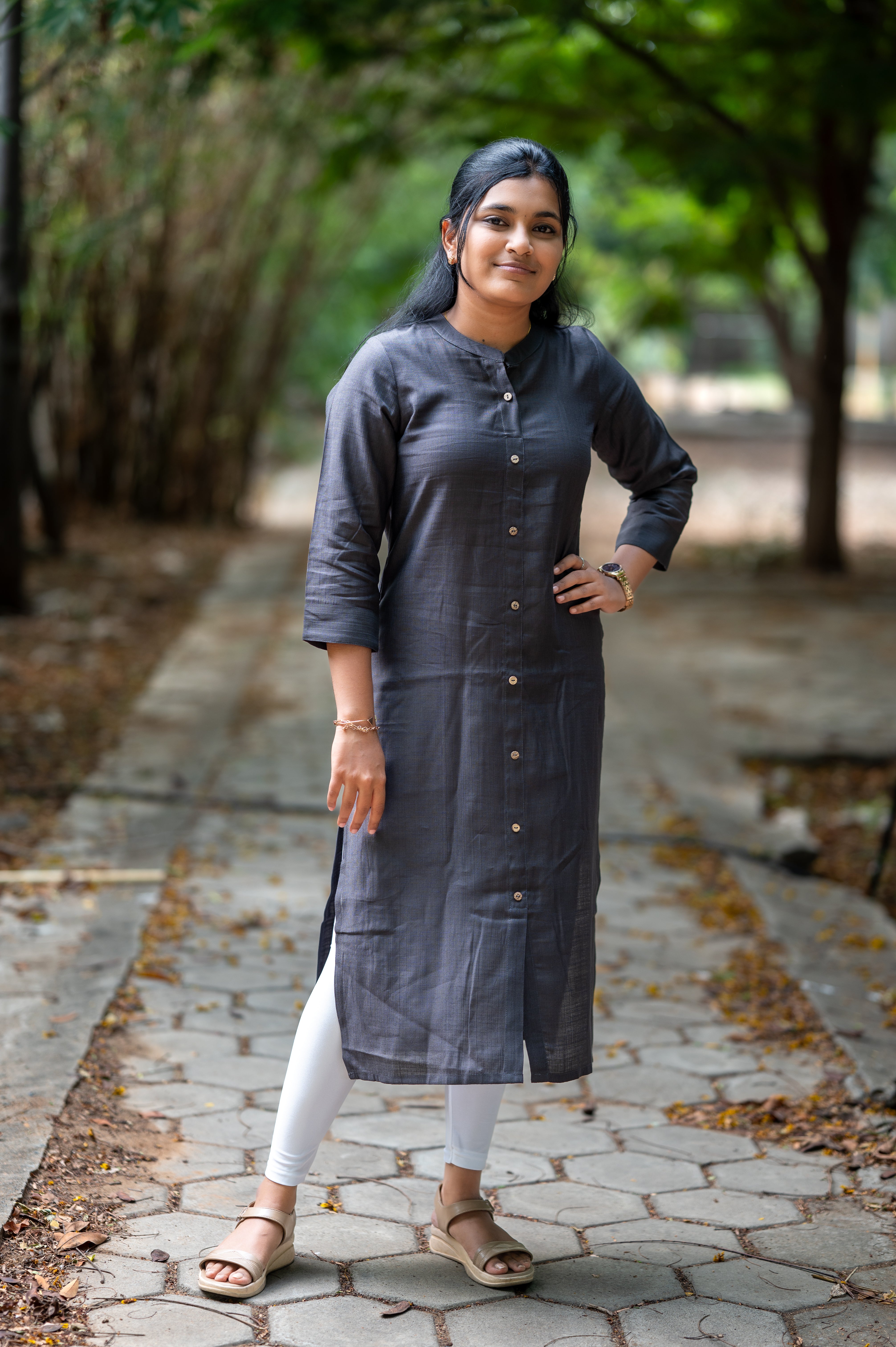 "🩶Charcoal Grey Elegance Kurti"