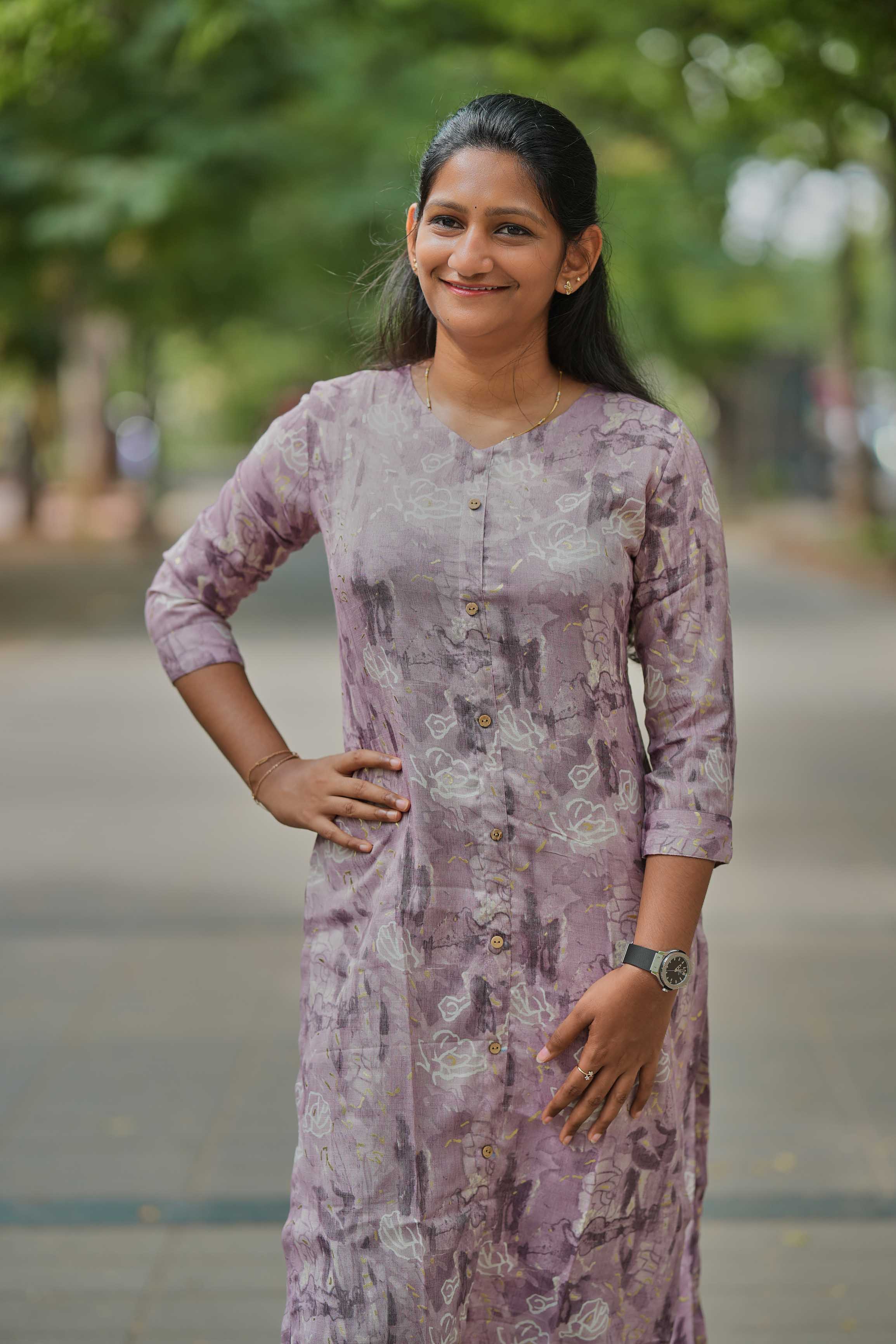 ๐ ''Purple Bloom Kurti'