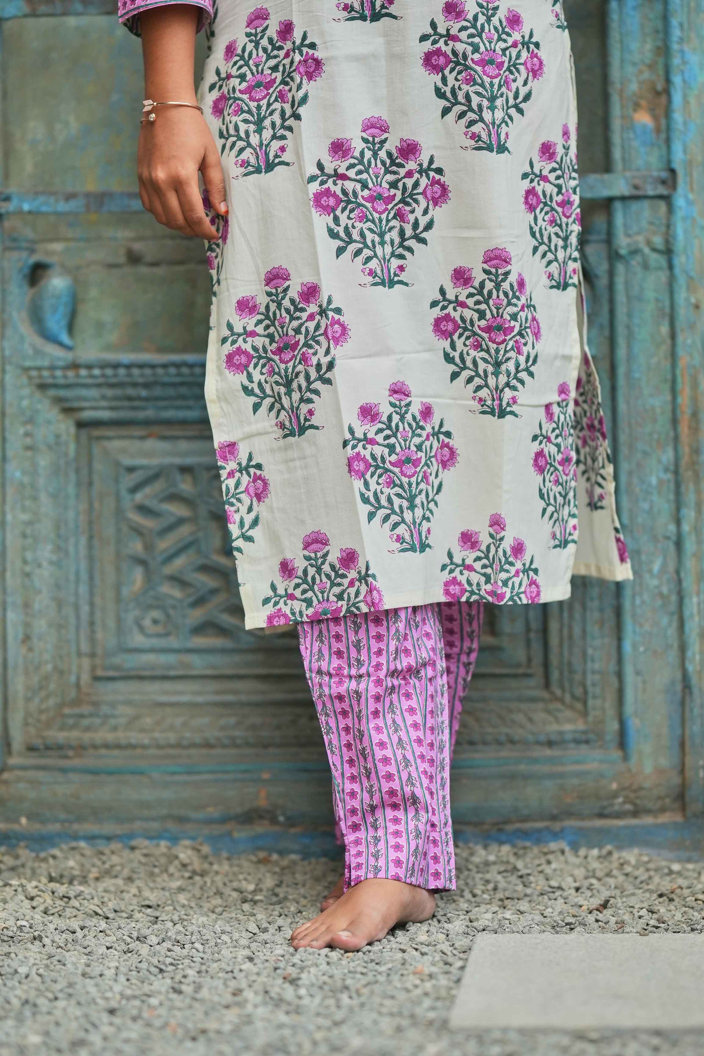 "🌸Blooming Grace Cotton Kurti Set"