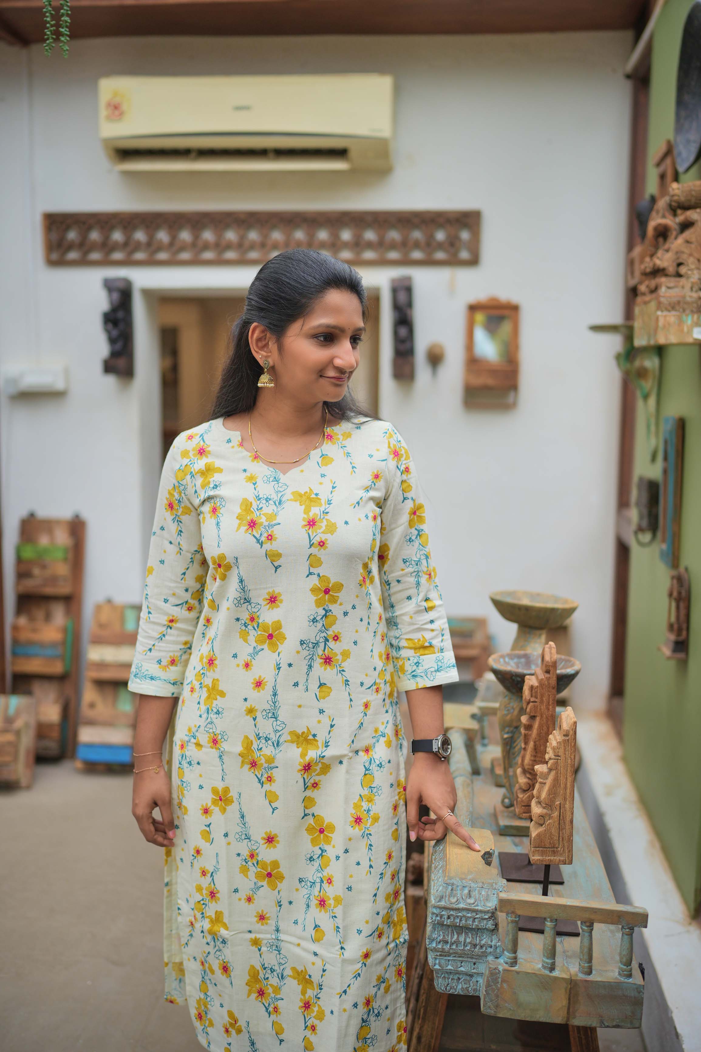 "🌼Sunlit Bloom Cotton Kurti set"