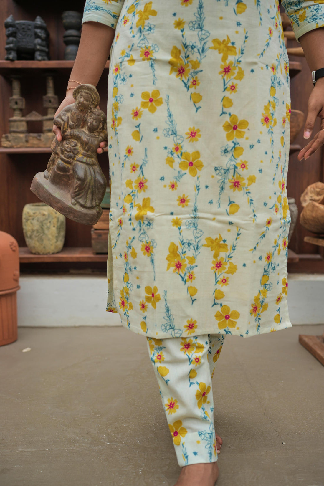 "🌼Sunlit Bloom Cotton Kurti set"