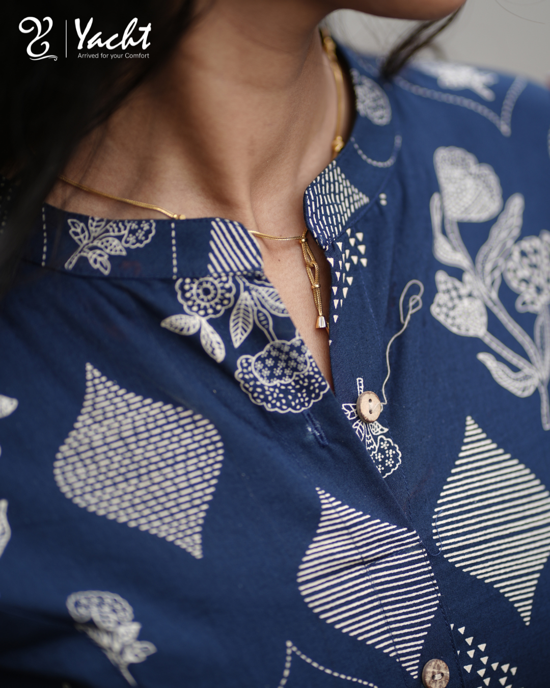 ✨ Royal Indigo Bloom Kurti