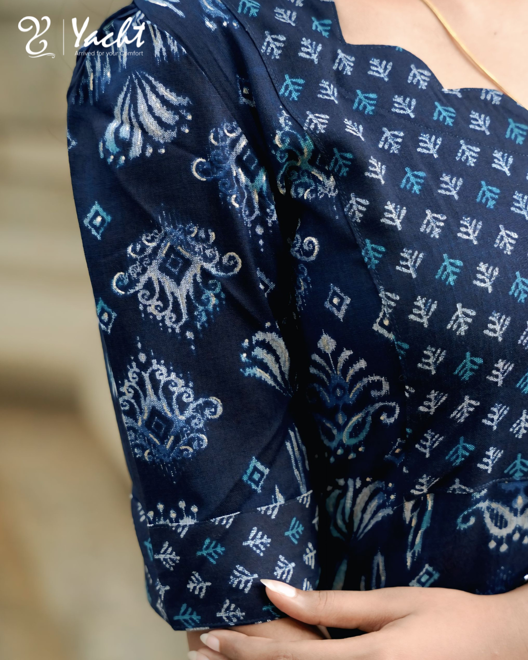 Midnight Blue Flare Print Kurti