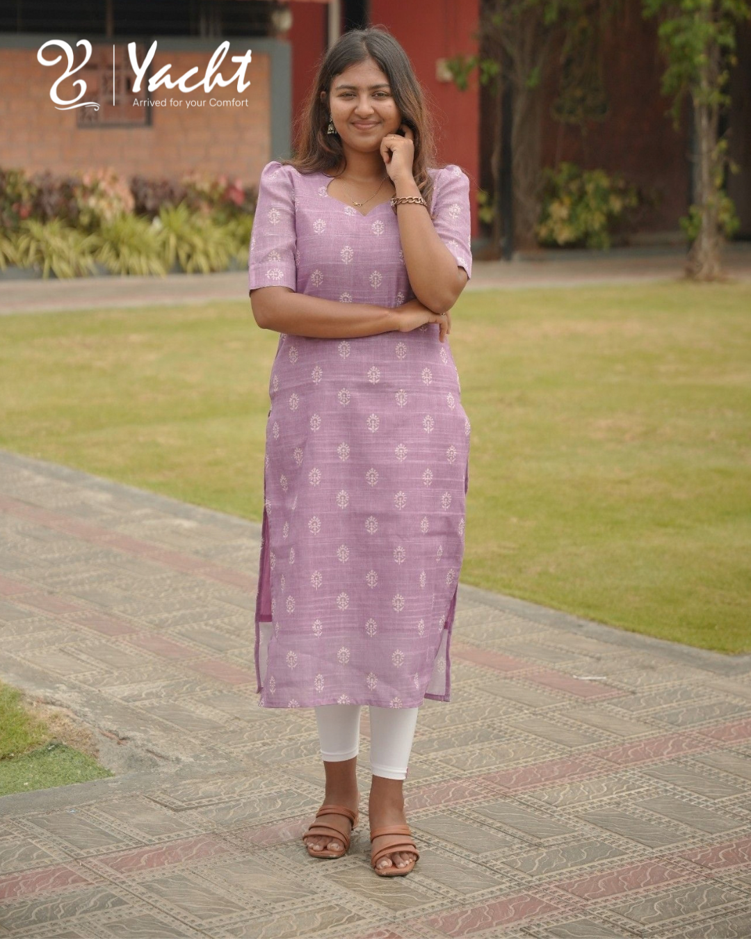 Lavender Printed Kurta Set