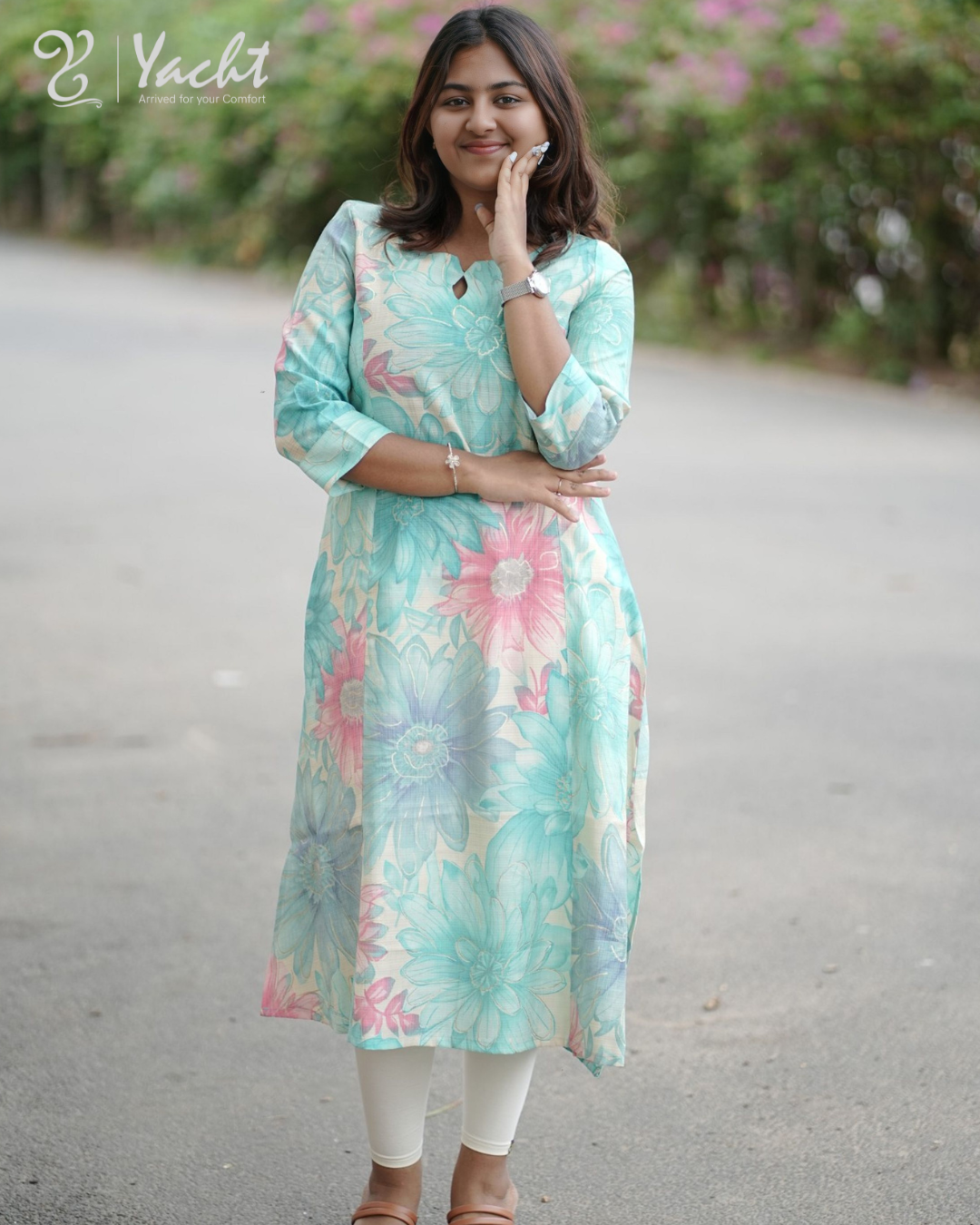 ✨ Aqua Bloom Grace Kurti