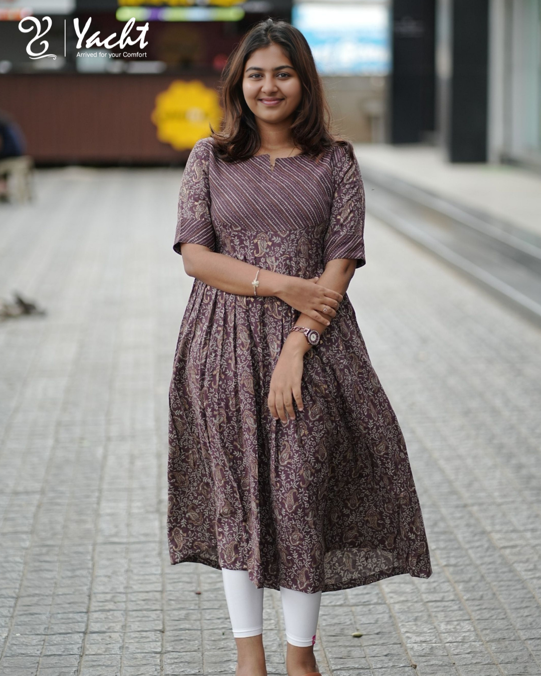 Mocha Vine Elegance Anarkali Kurti