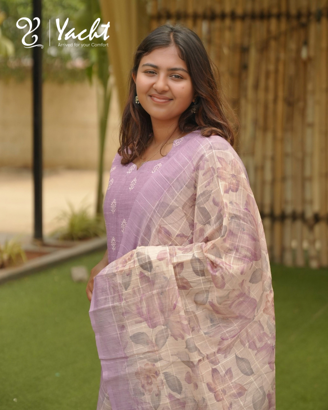 Lavender Printed Kurta Set