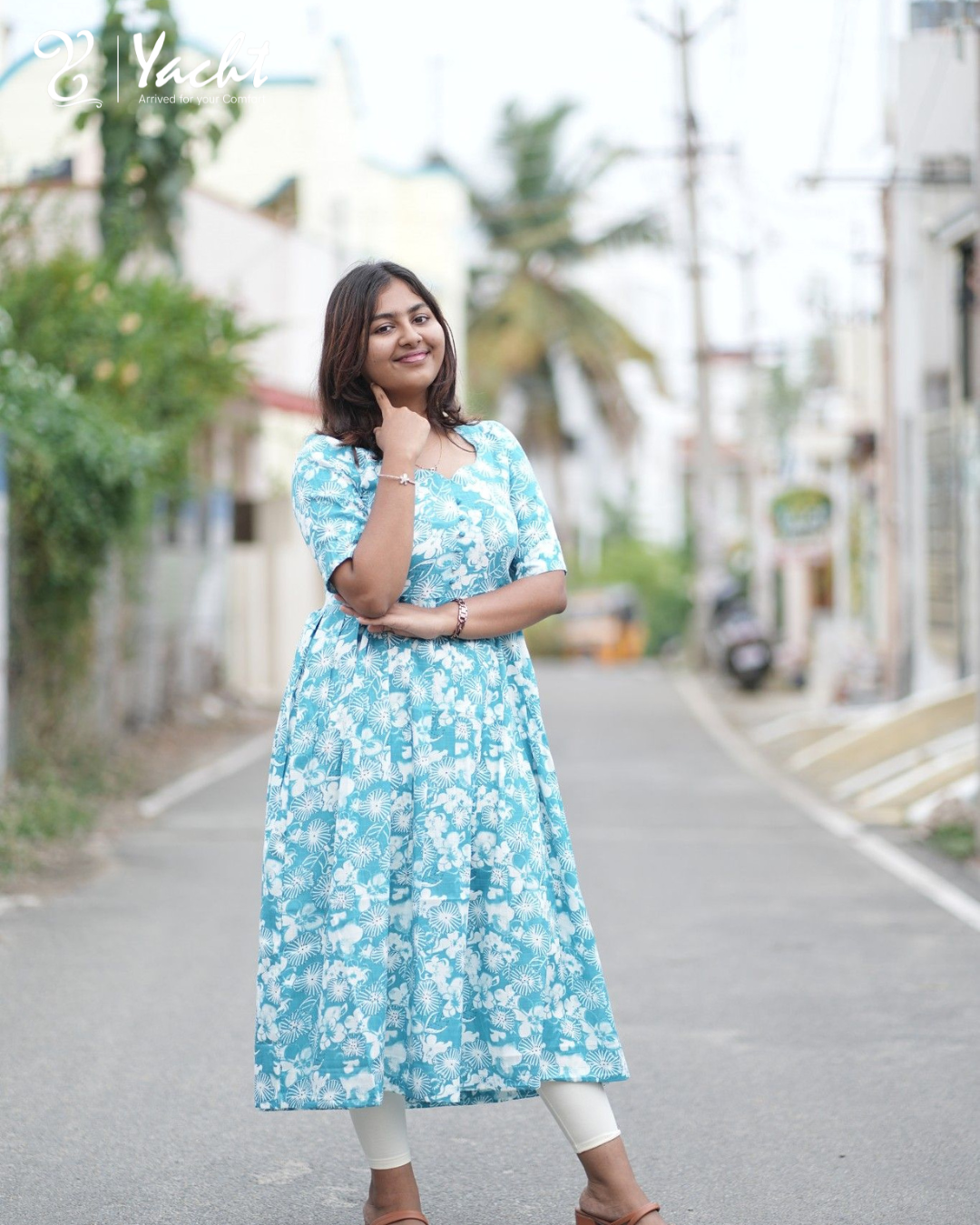 ✨ Ocean Bloom Anarkali Kurti