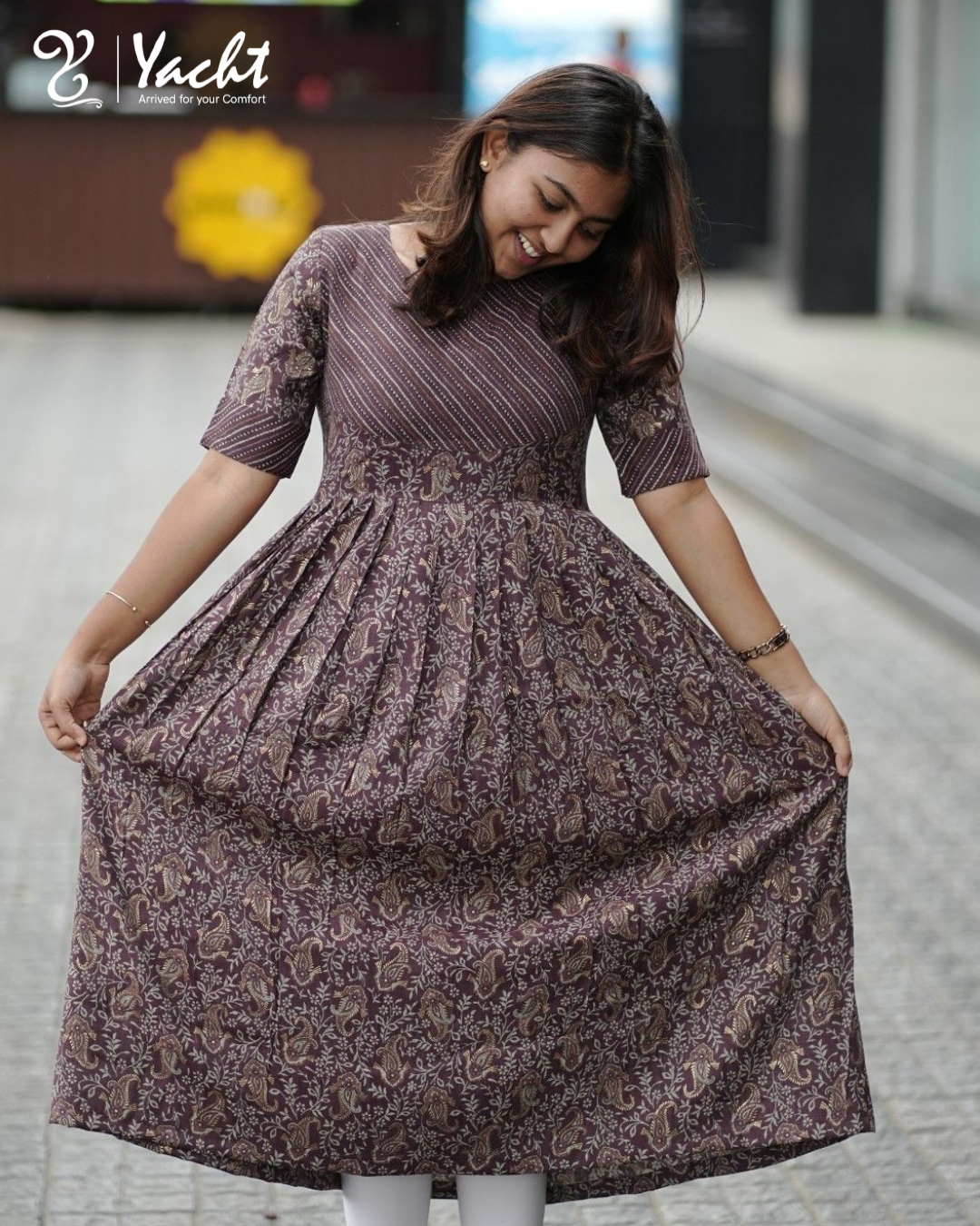 Mocha Vine Elegance Anarkali Kurti