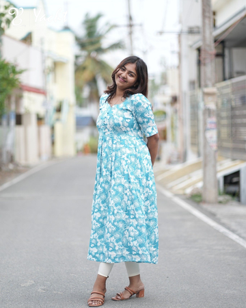 ✨ Ocean Bloom Anarkali Kurti