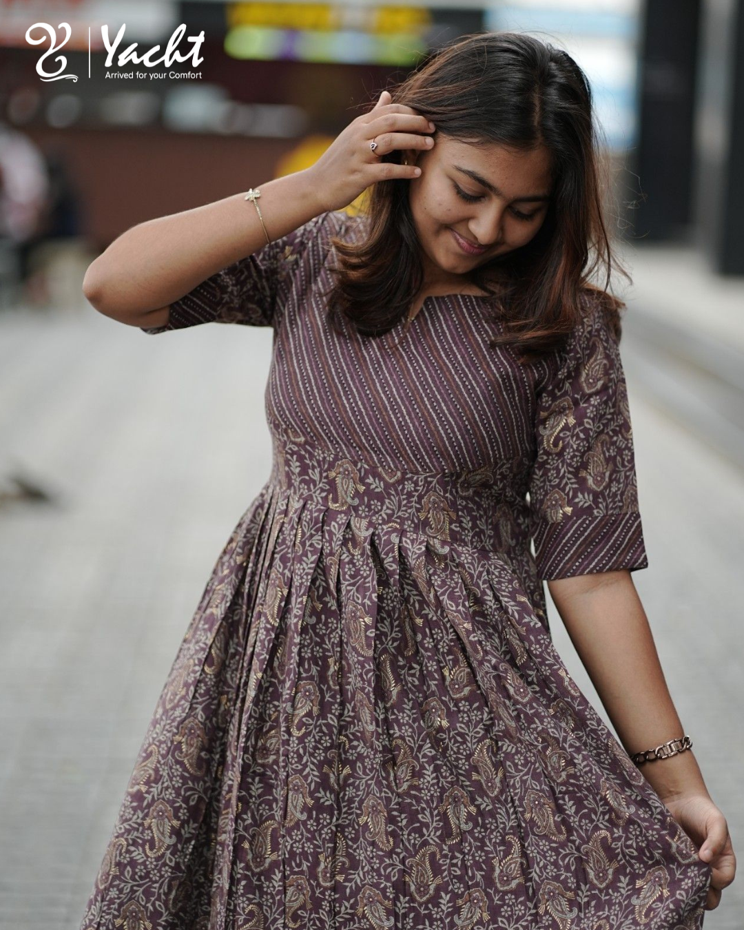 Mocha Vine Elegance Anarkali Kurti