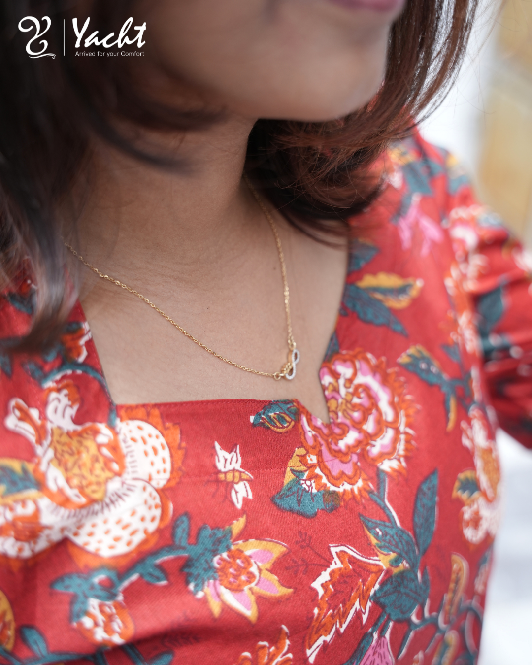 ✨ Crimson Bloom Floral Kurti Set