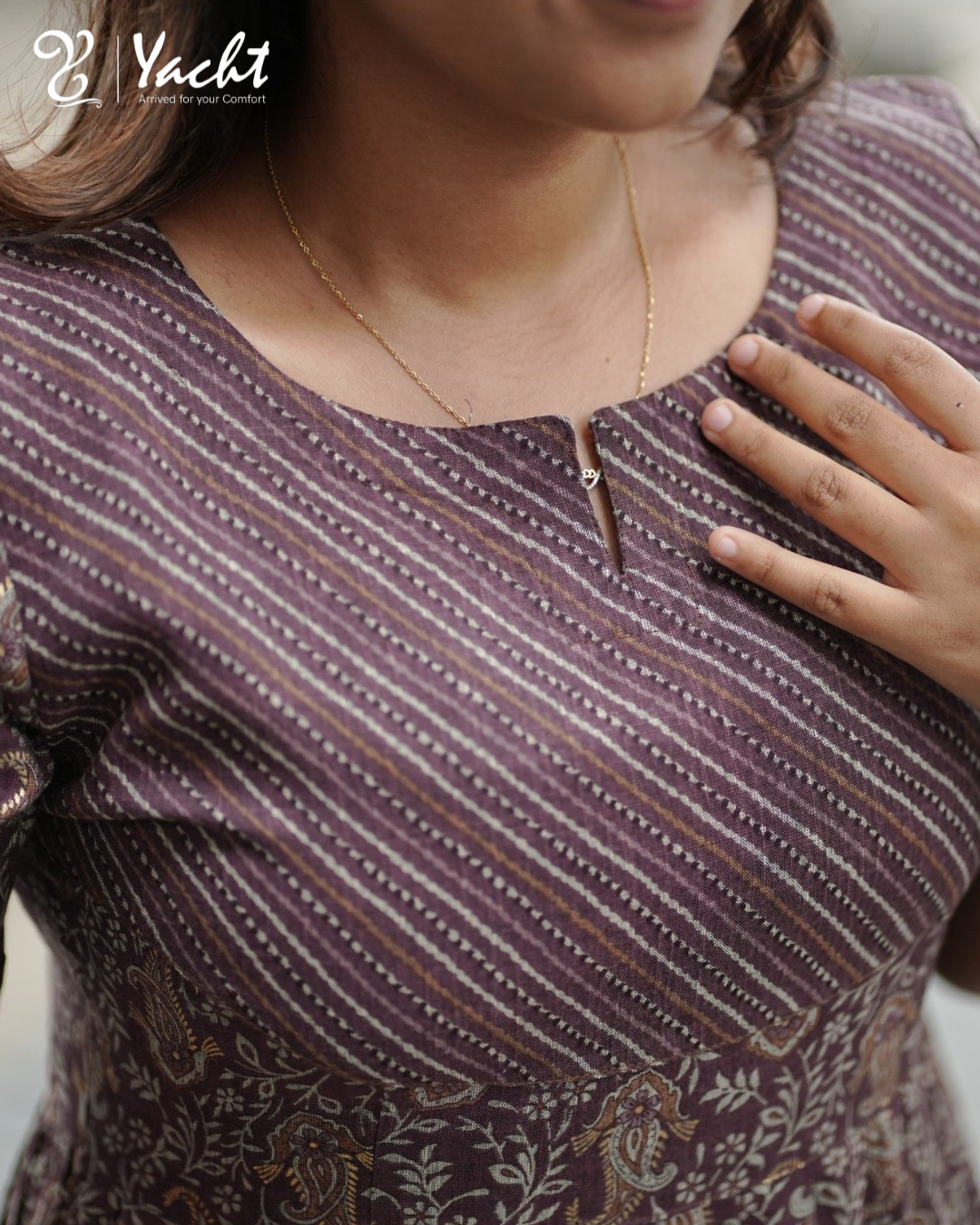 Mocha Vine Elegance Anarkali Kurti