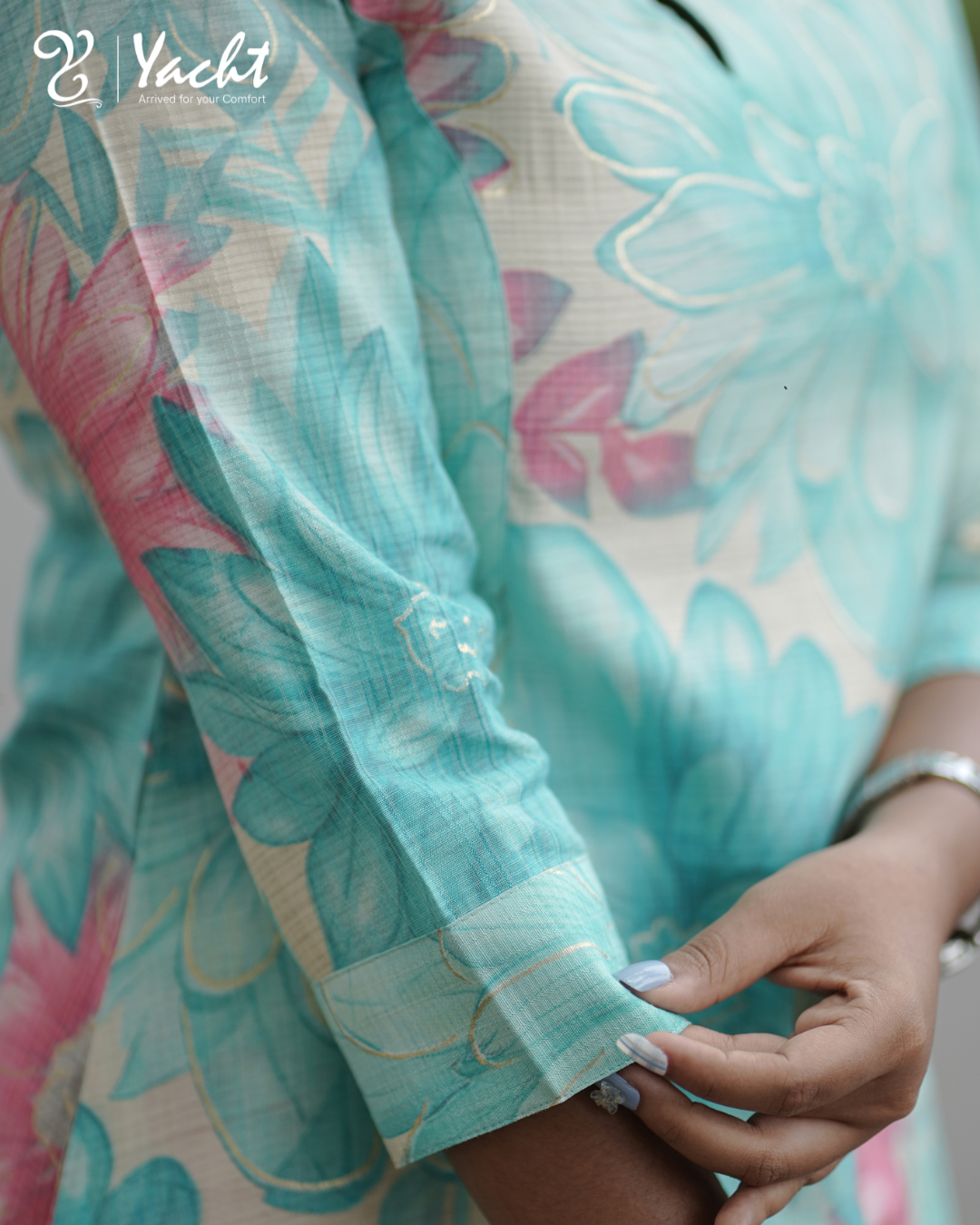 ✨ Aqua Bloom Grace Kurti