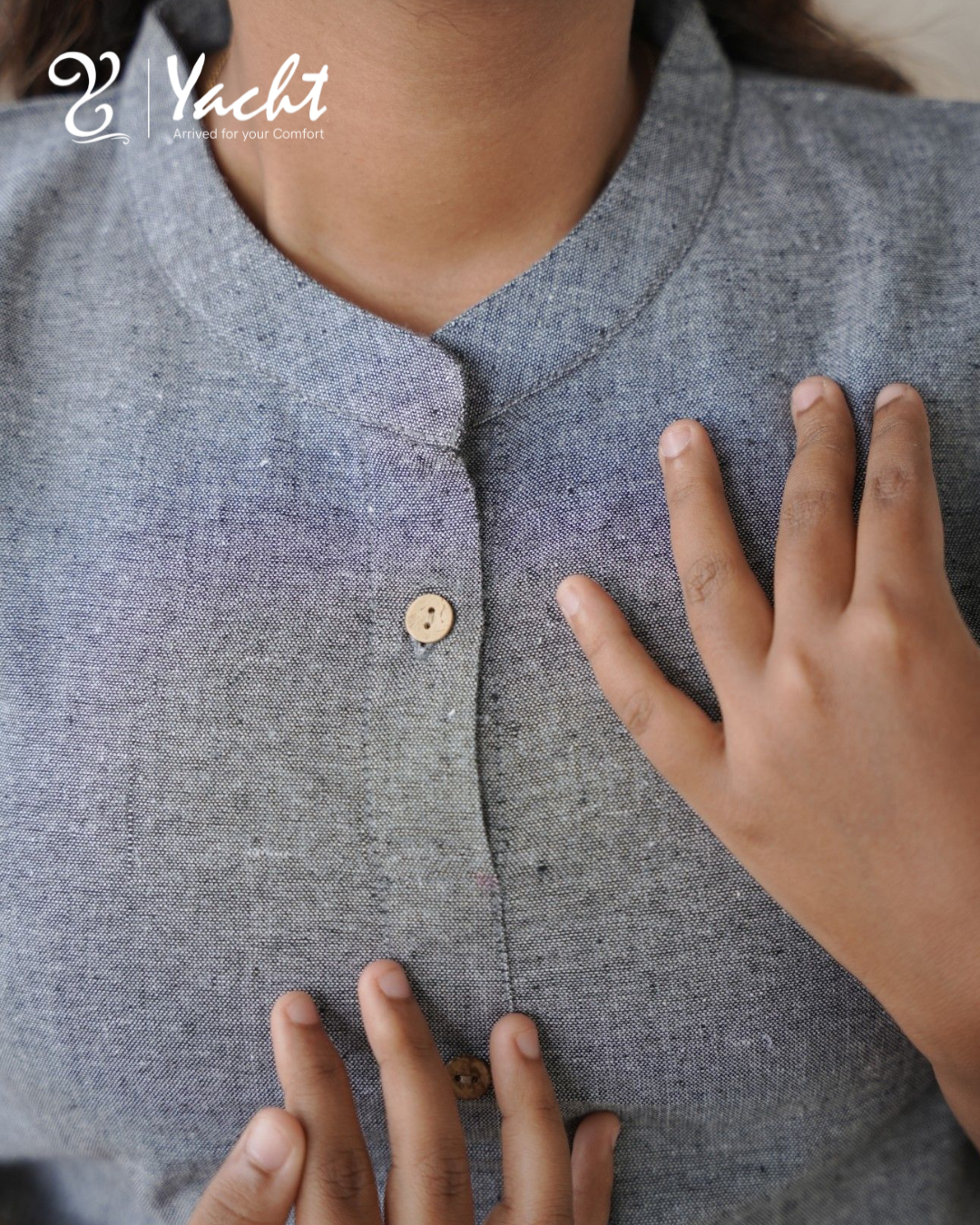 🤍 Silver Mist Premium Button Kurti