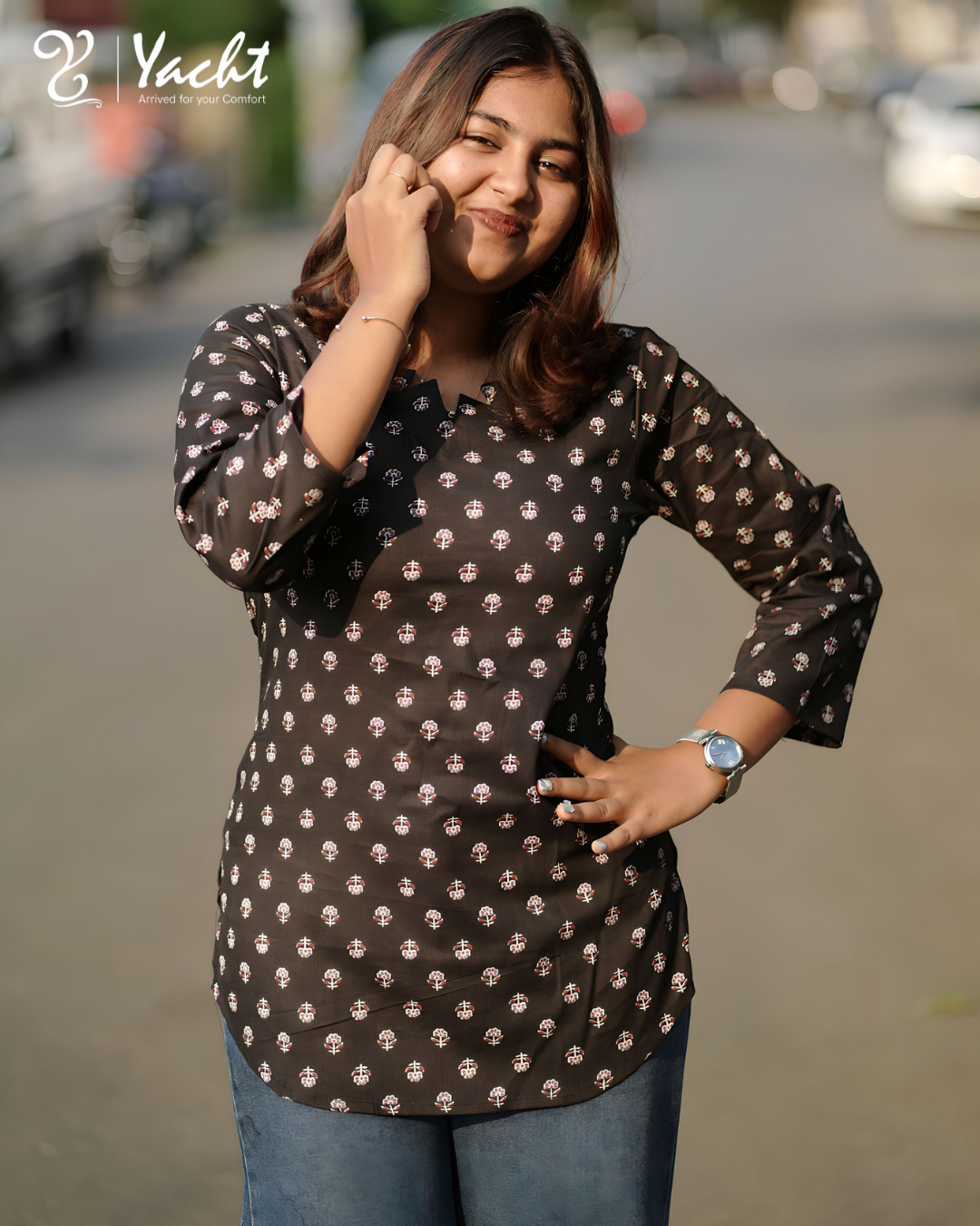 ✨ Midnight Bloom Charm Kurti