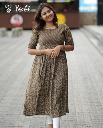 Olive Meadow Charm Anarkali Kurti