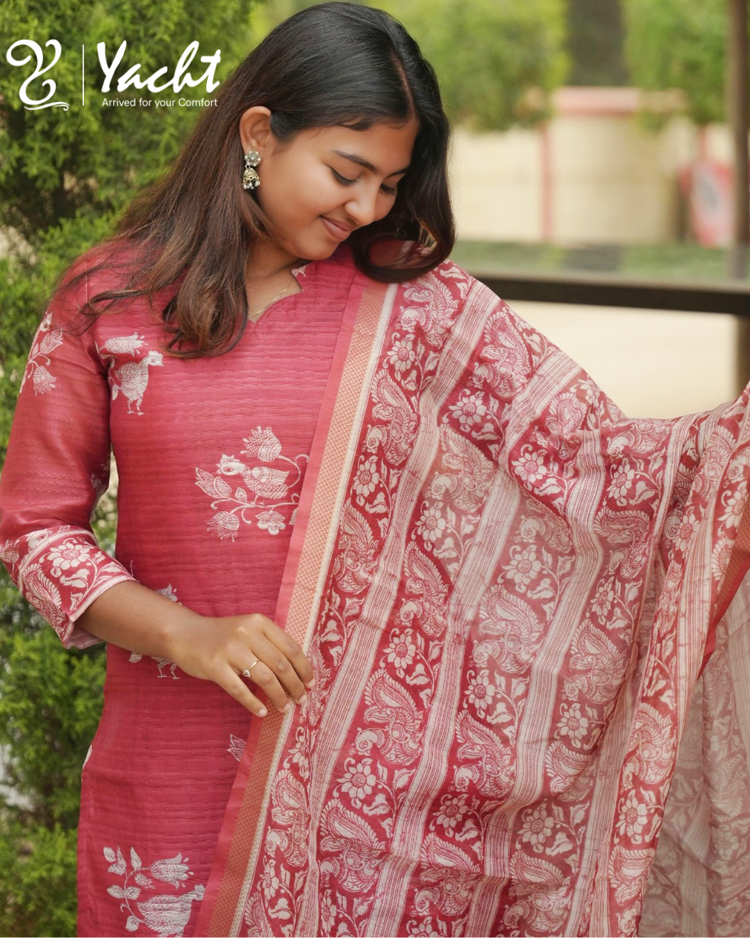 Brick Red Kalamkari Silk Kurta Set