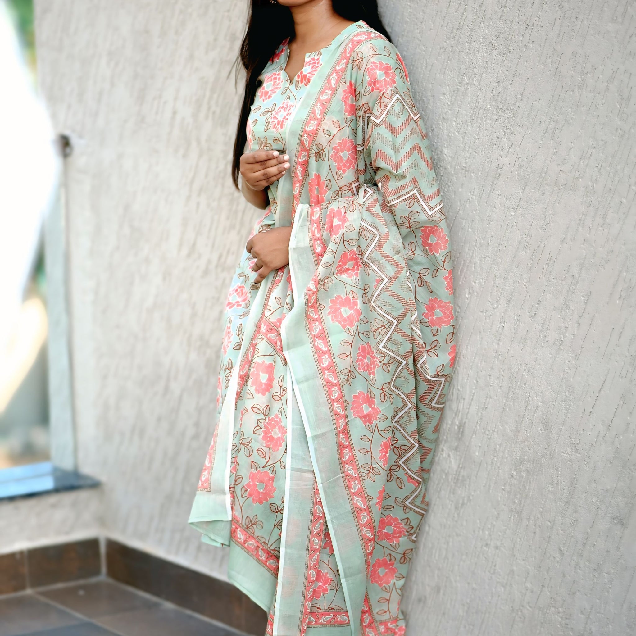 Mint Rose Elegance Kurti Set 1841