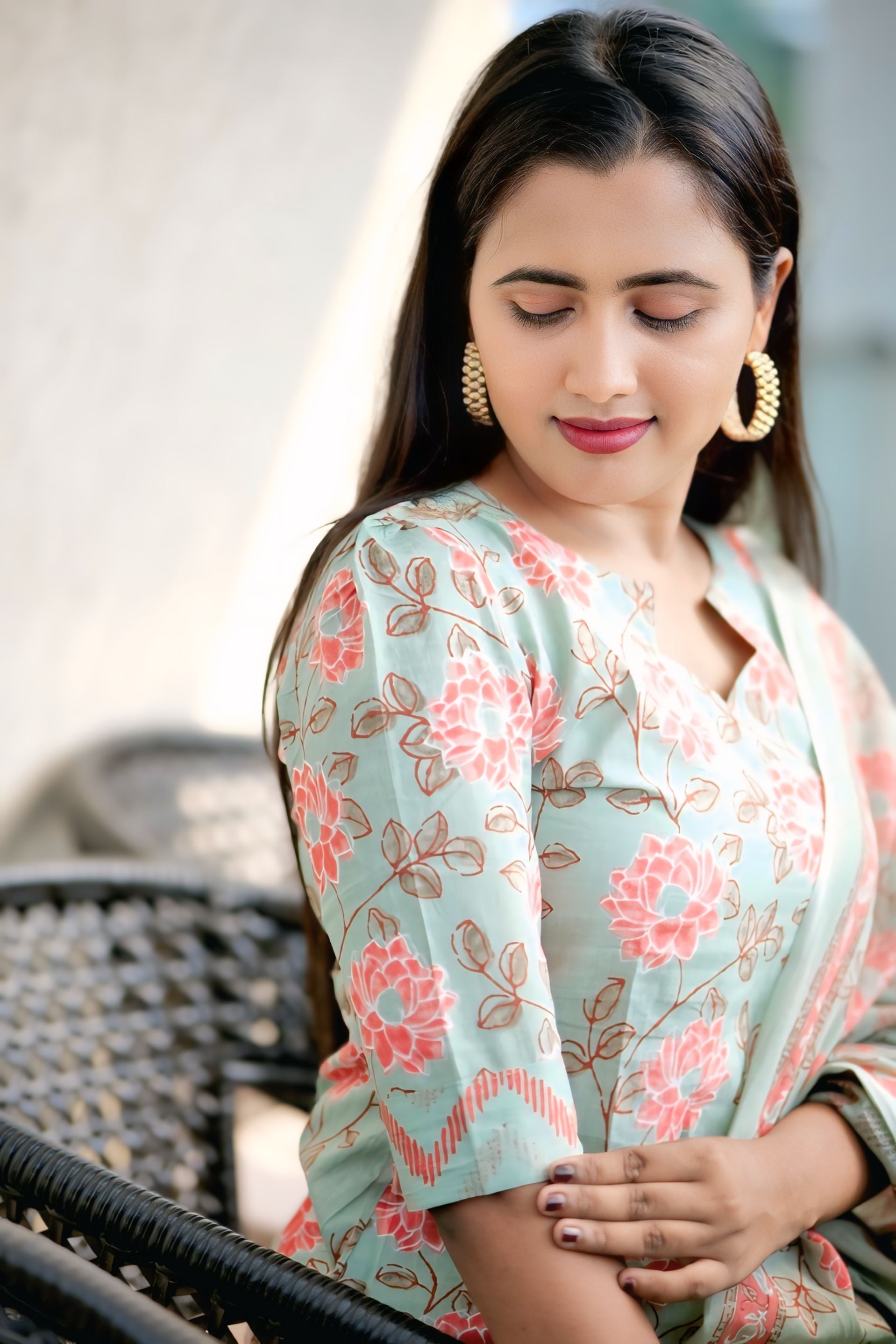 Mint Rose Elegance Kurti Set 1841