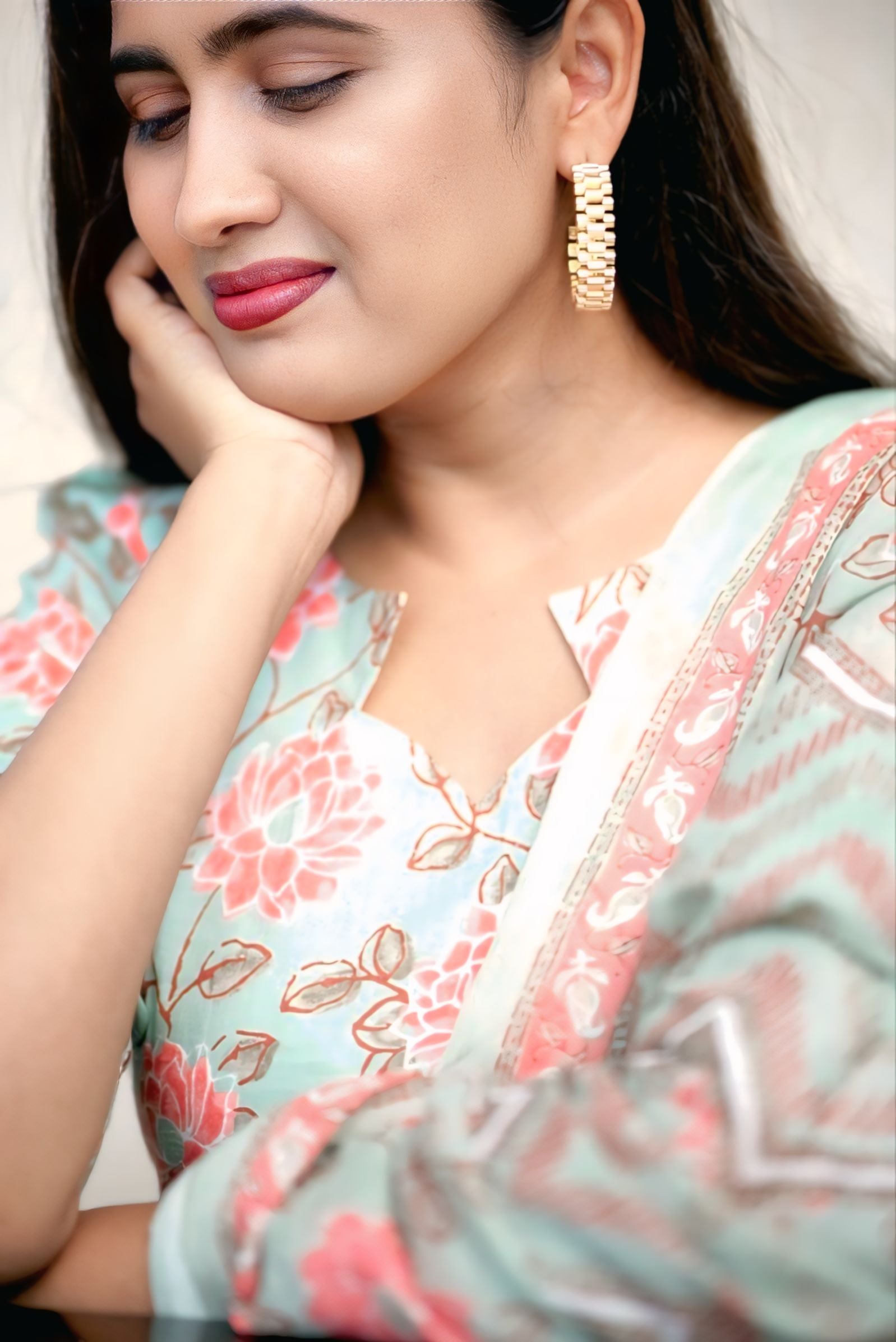 Mint Rose Elegance Kurti Set 1841