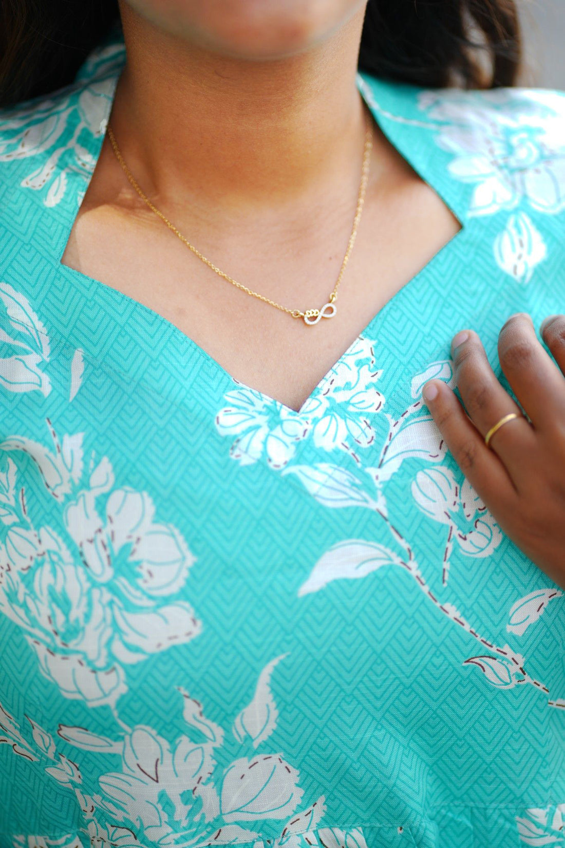 Turquoise Floral V-Neck Midi Maxi Dress