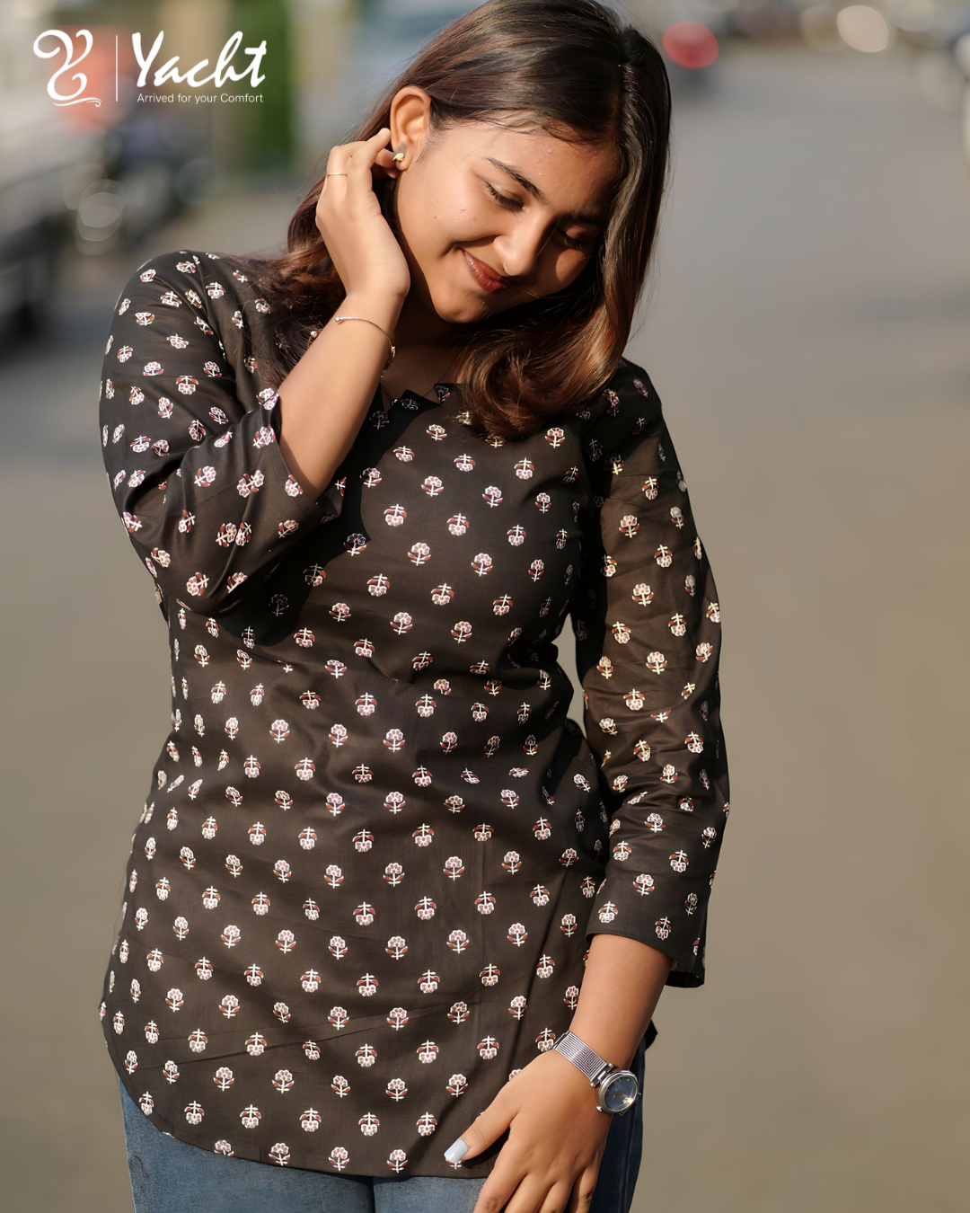 ✨ Midnight Bloom Charm Kurti
