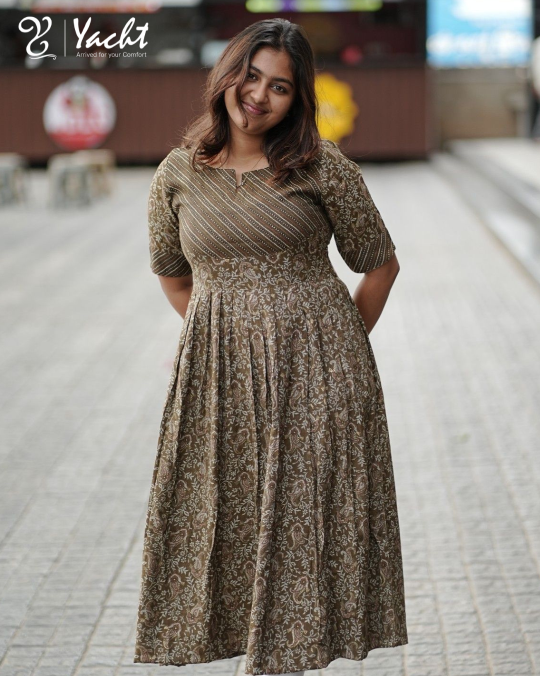 Olive Meadow Charm Anarkali Kurti