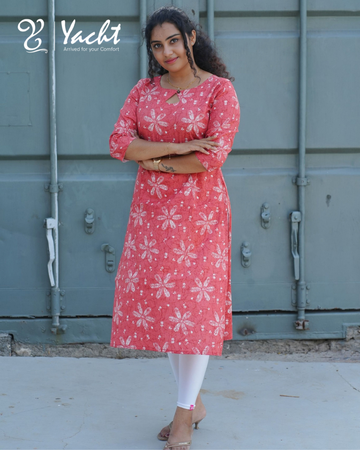 🌺 Coral Blossom Charm Kurti