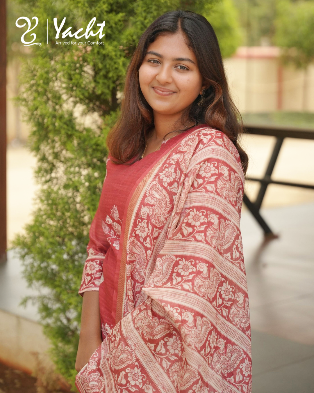 Brick Red Kalamkari Silk Kurta Set
