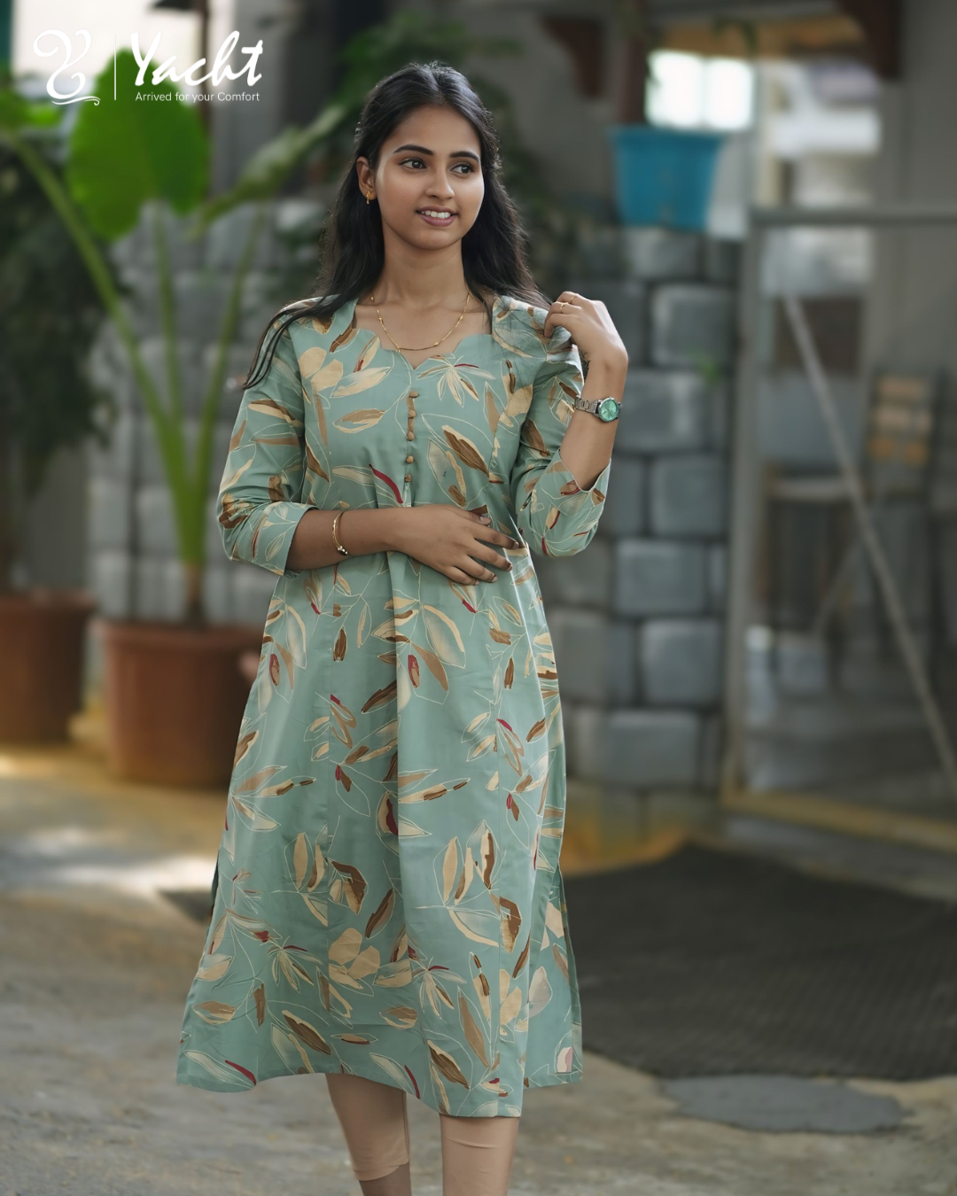 ✨ Sage Leaf Elegance Kurti