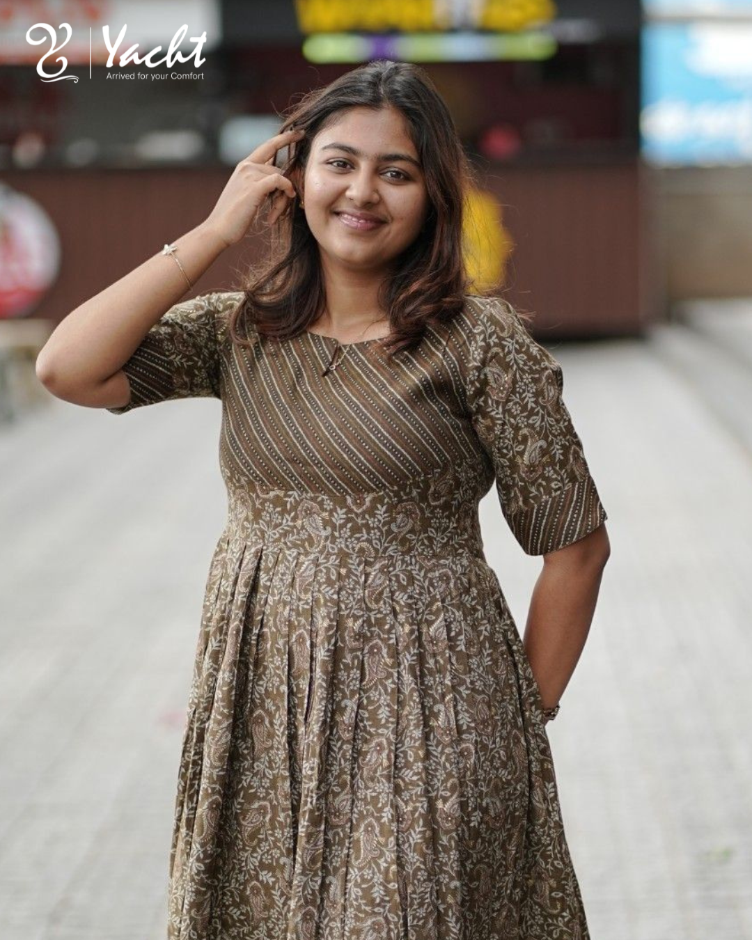 Olive Meadow Charm Anarkali Kurti