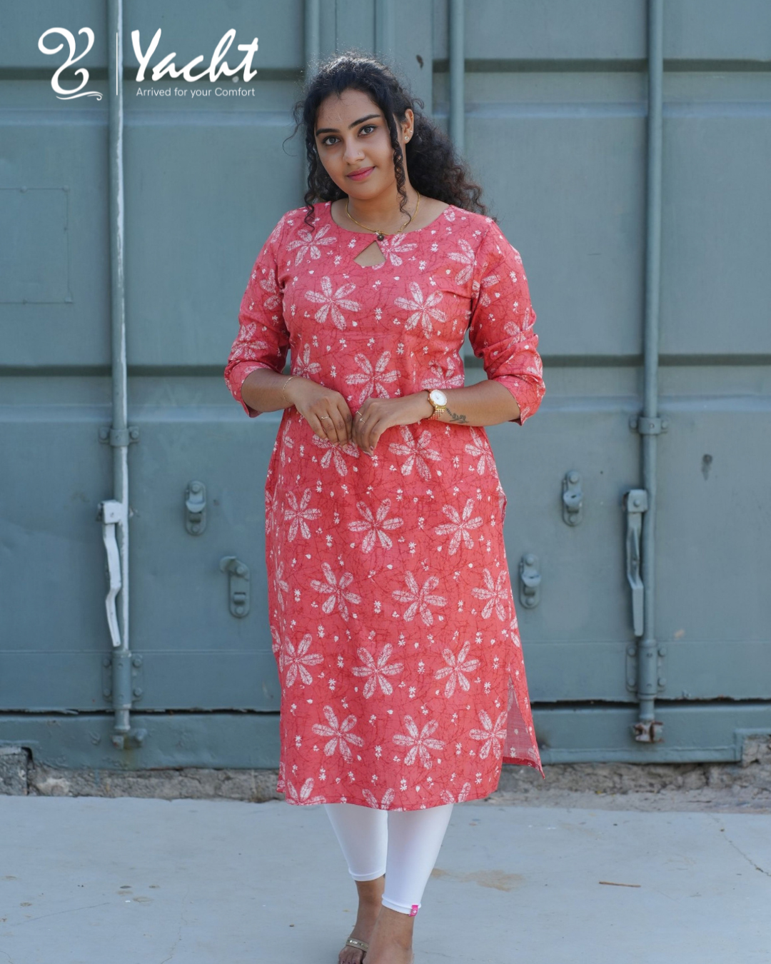 🌺 Coral Blossom Charm Kurti