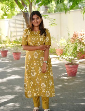 🌼 Mustard Muse – Printed 2-Piece Set