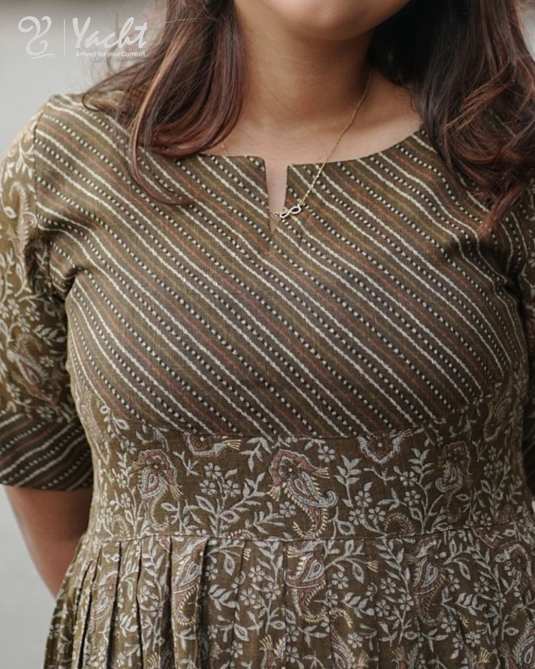 Olive Meadow Charm Anarkali Kurti
