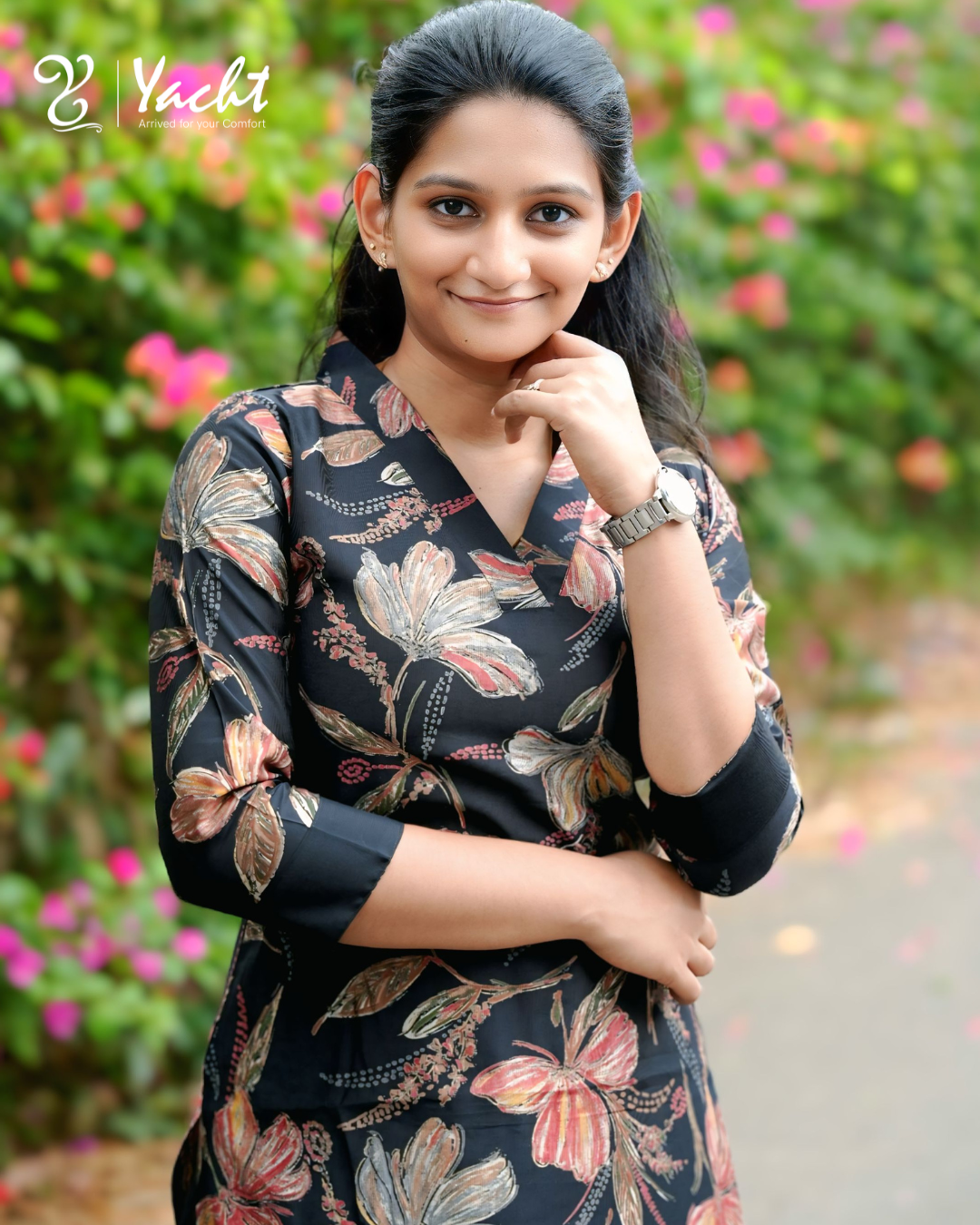 Midnight Floral Elegance Kurti Set
