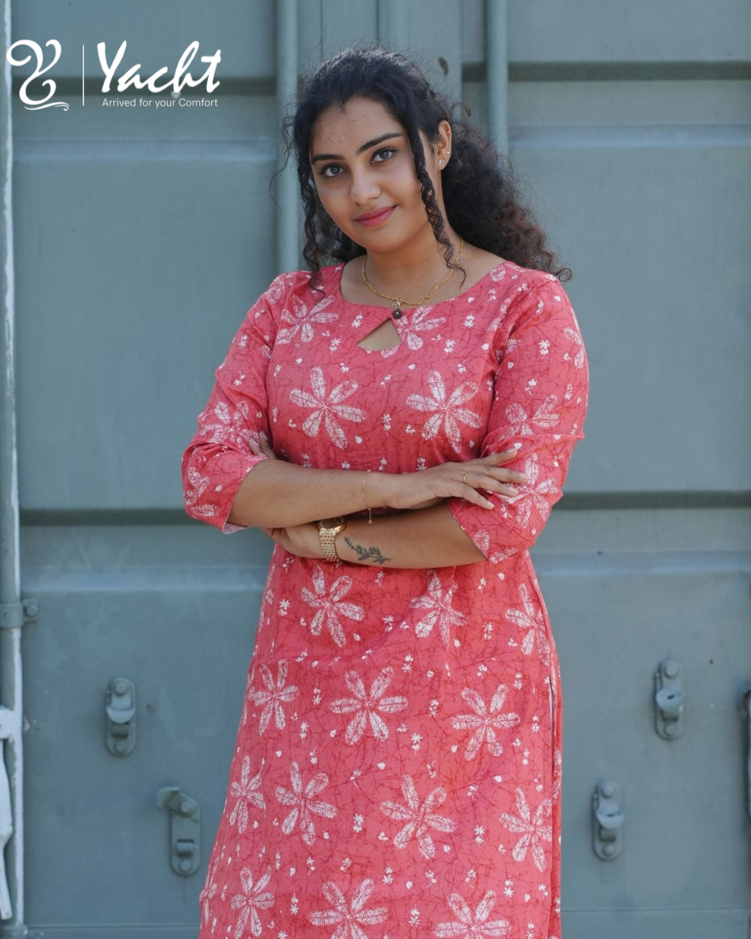 🌺 Coral Blossom Charm Kurti