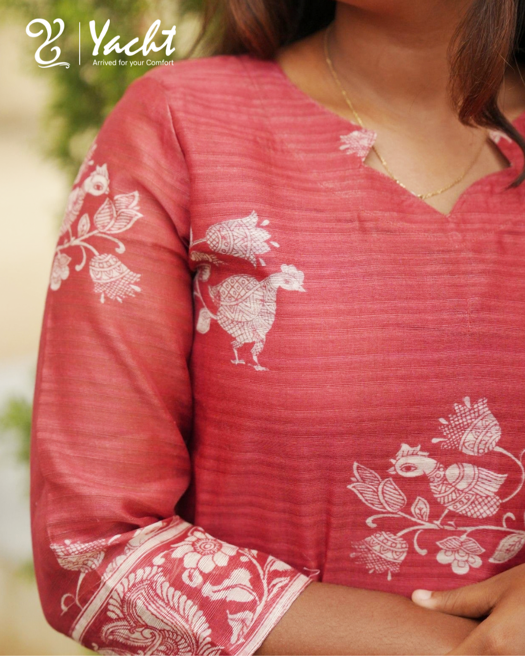 Brick Red Kalamkari Silk Kurta Set
