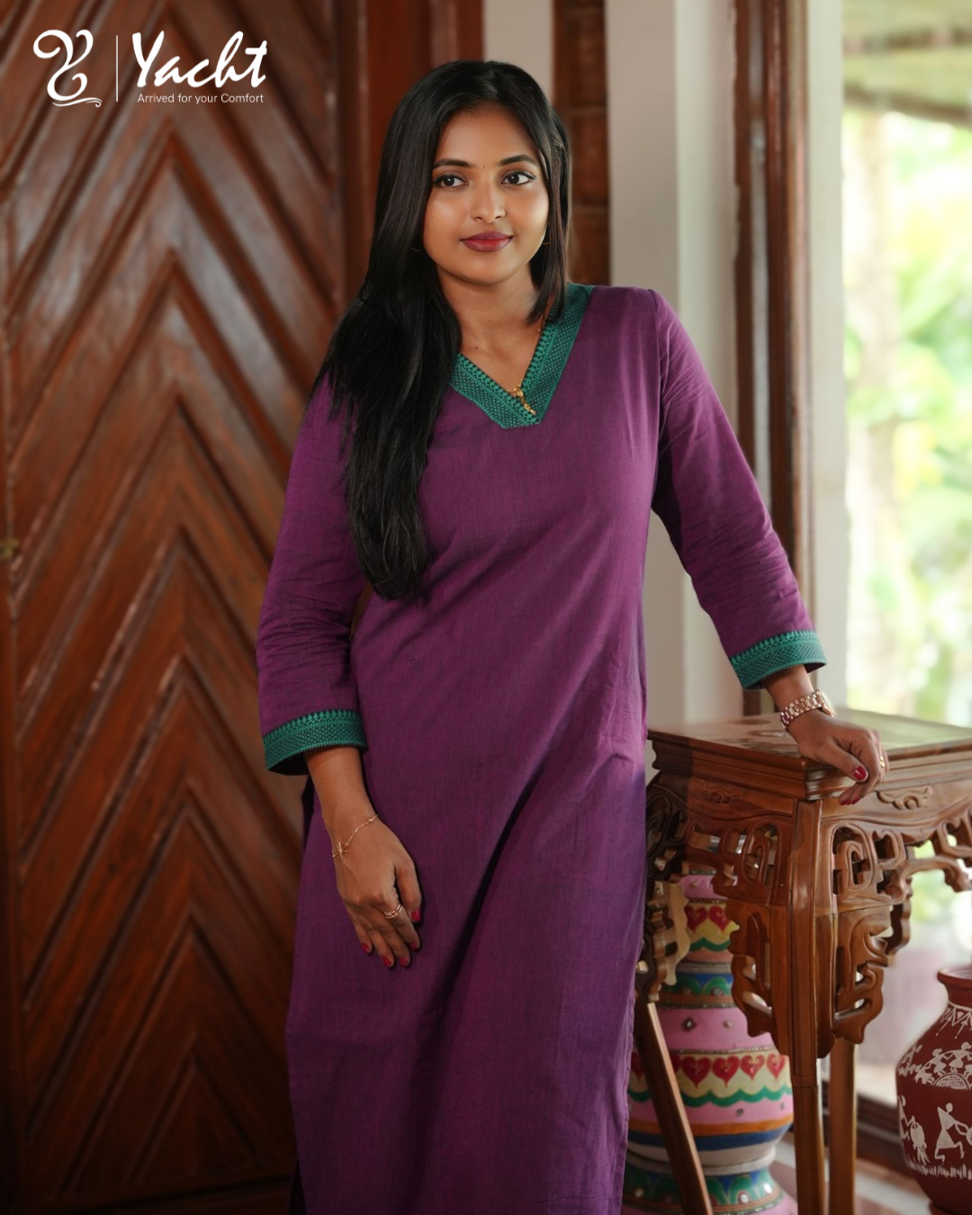 🌿Royal Plum Grace Kurti