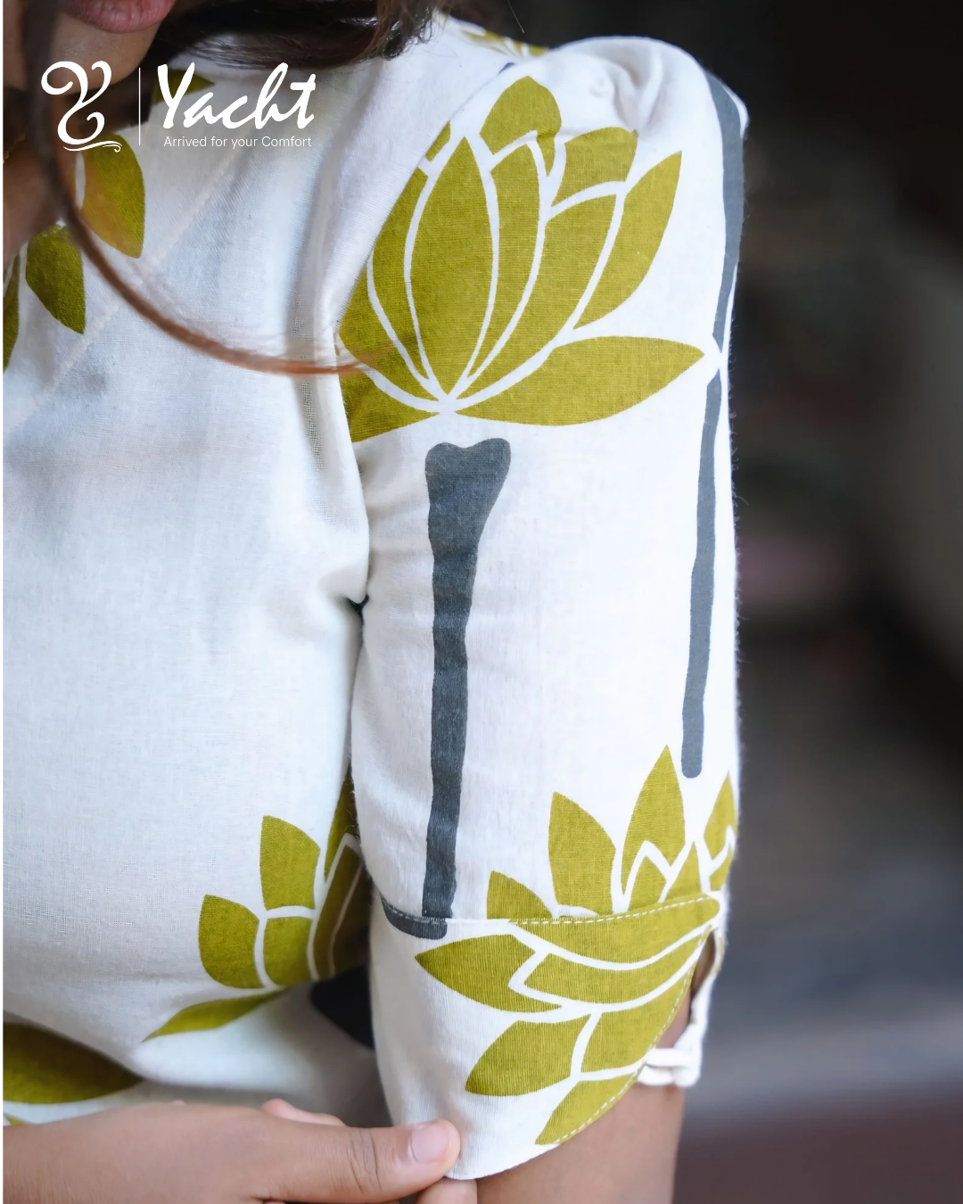 Olive Lotus Bloom A-Line Kurti Set