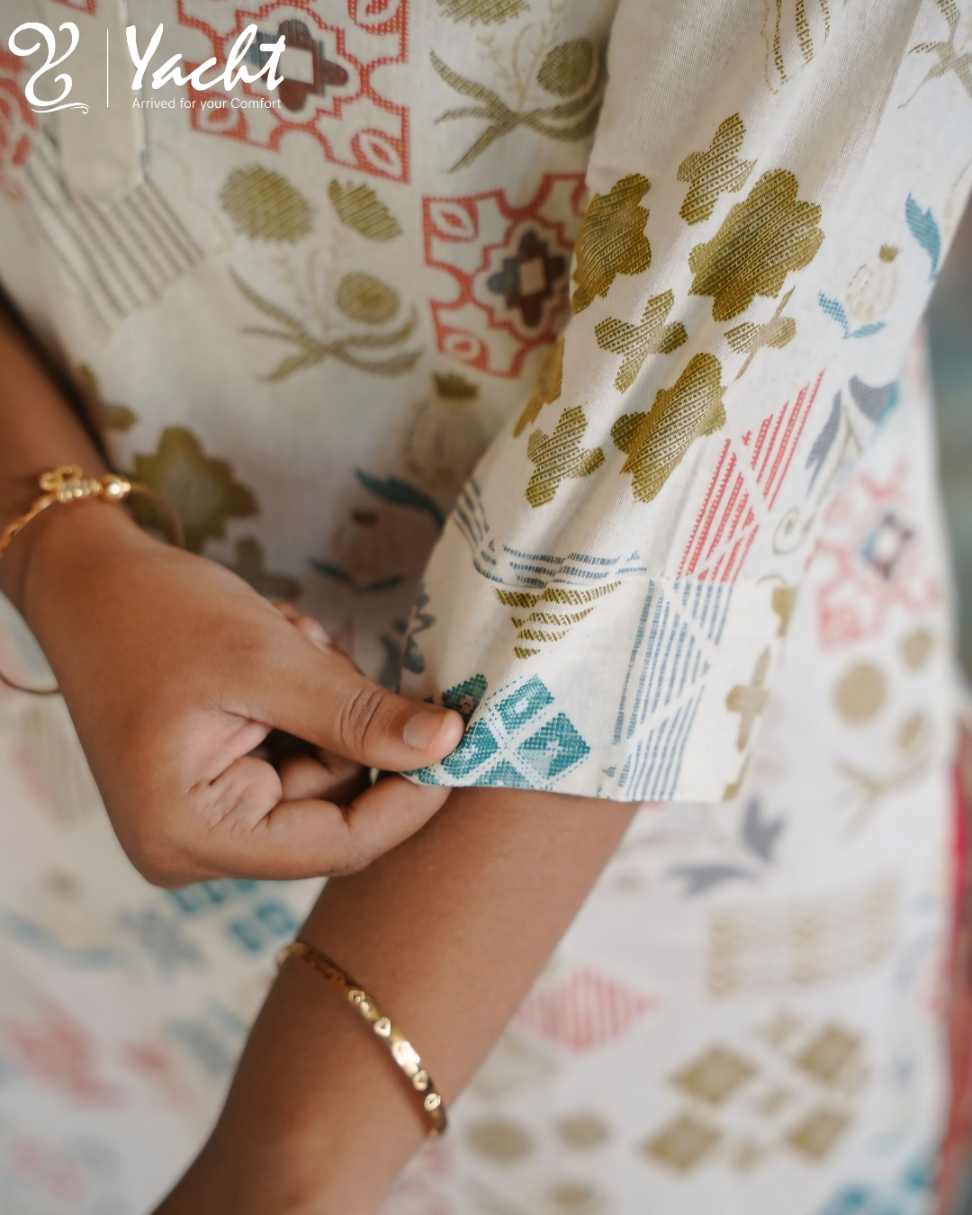 Ivory Multi-Print A-Line Kurti